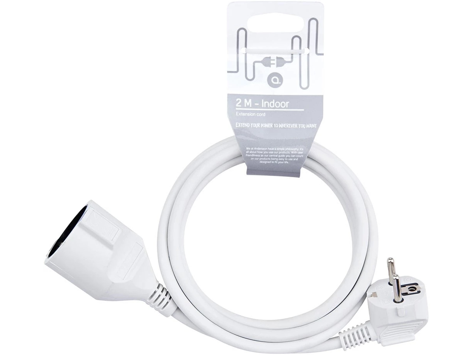 Andersson Skjøteledning 5m (hvit) Skjøtekabel & forgrener