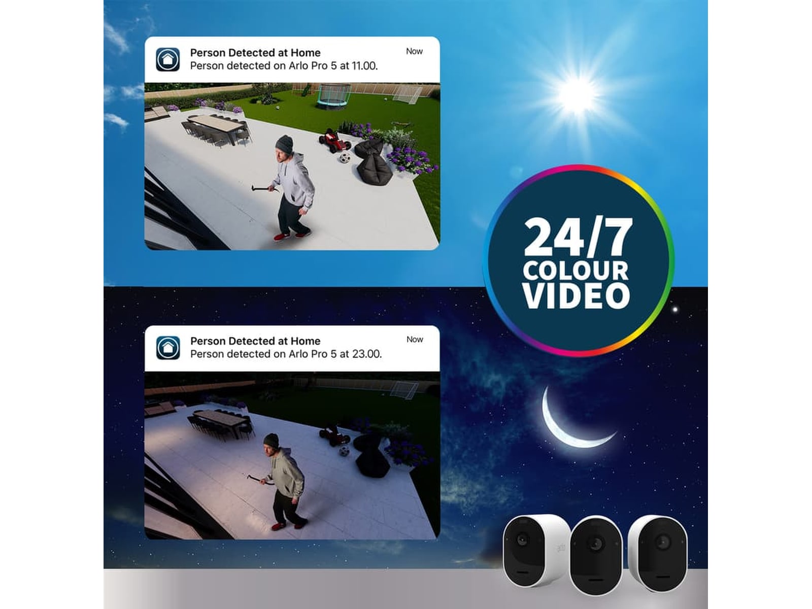 Arlo Pro 5 2K sikkerhetskamera 2-pakk (hvit) Overvåkningskameraer