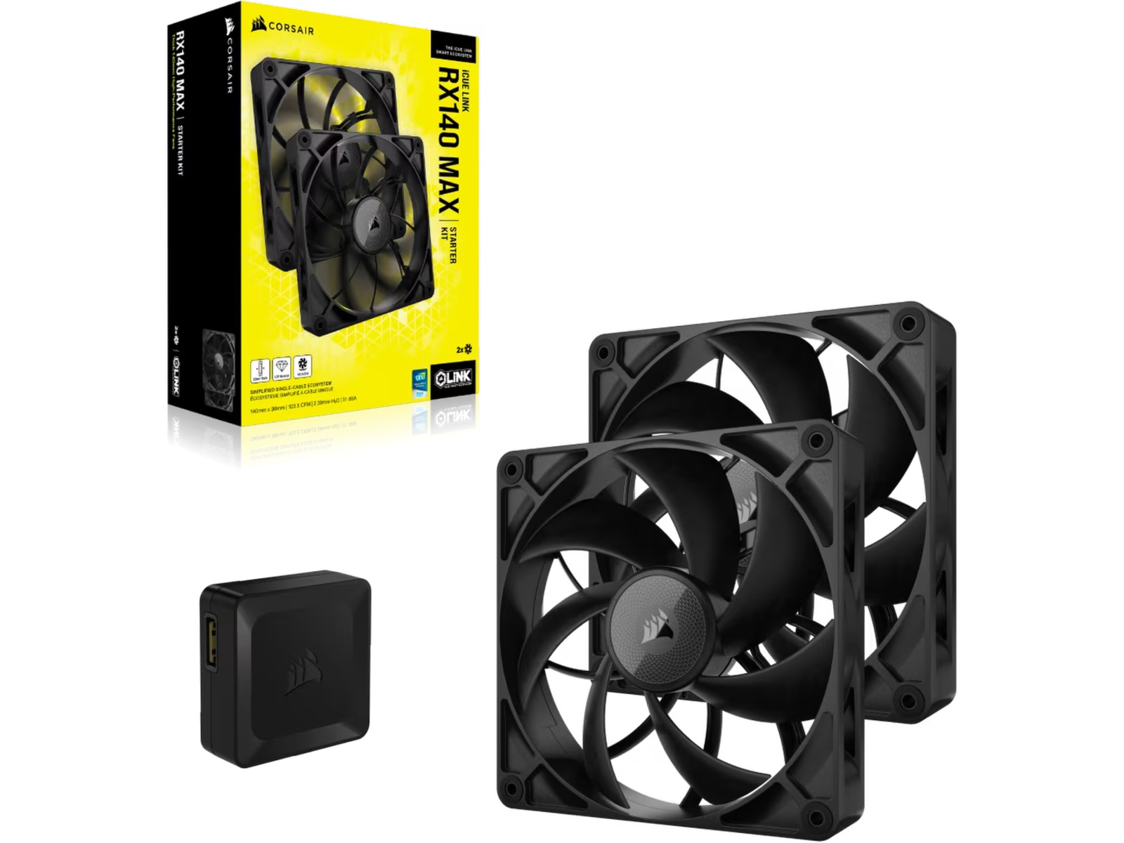 Corsair iCUE LINK RX140 MAX Vifte 2pk (sort) Vifter