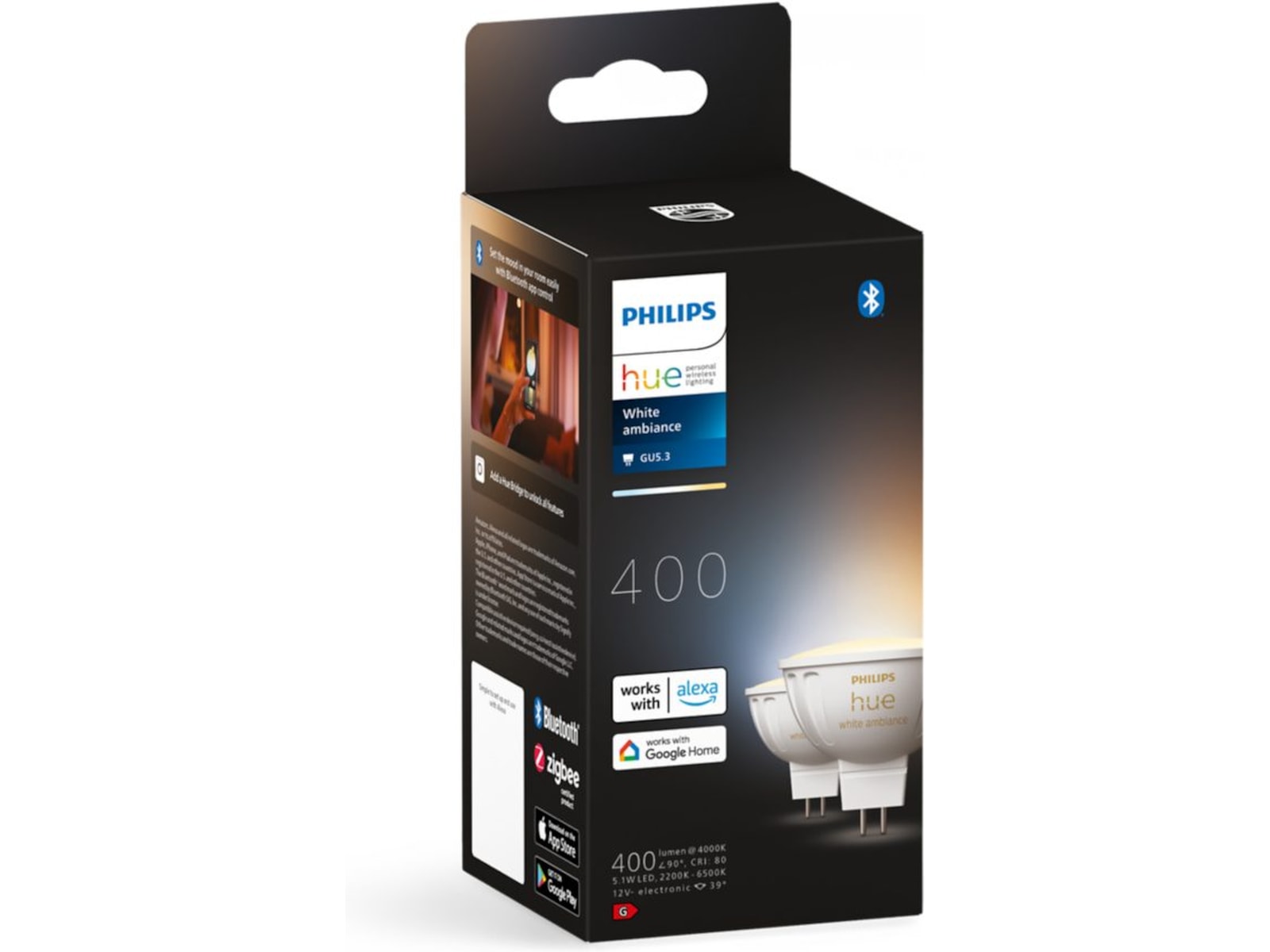Philips Hue WA 4.7W 12V MR16 lyspære 2PK Lyspærer & LED-pærer