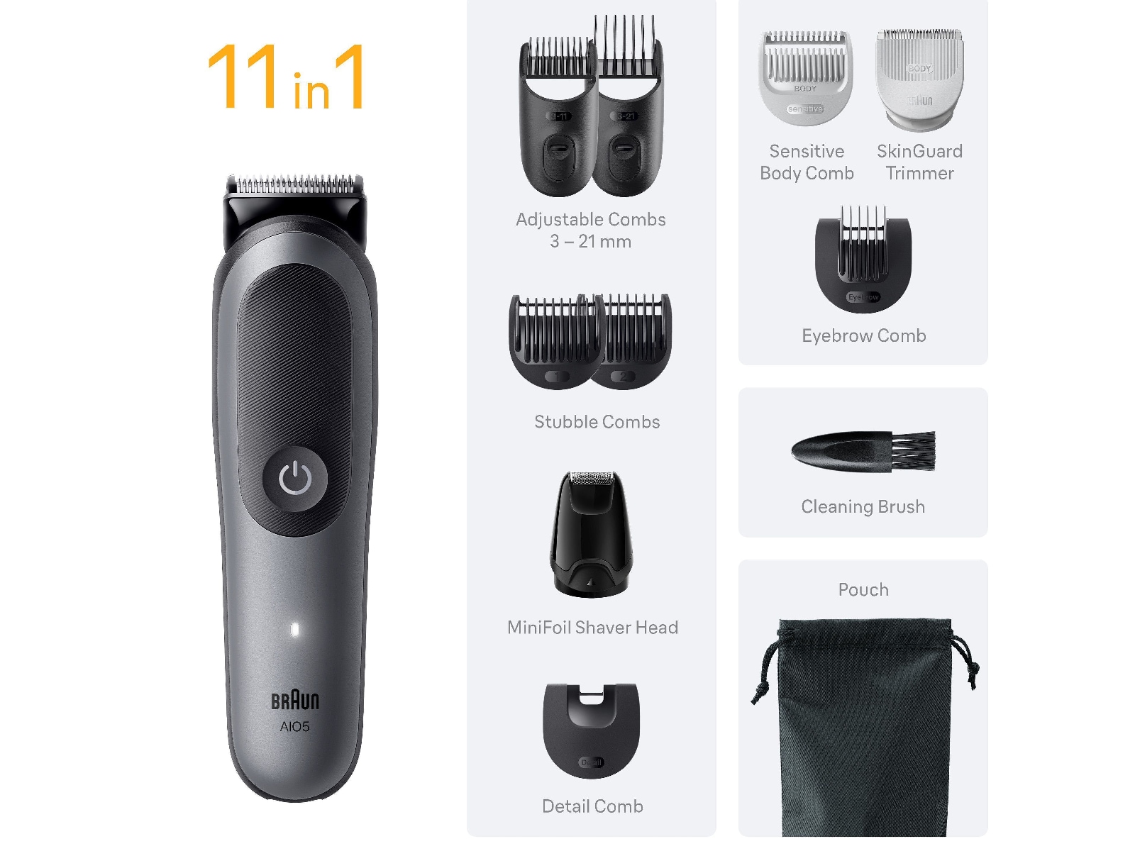 Braun Series 5 All-in-One groomingsett (grå) Hårklippere