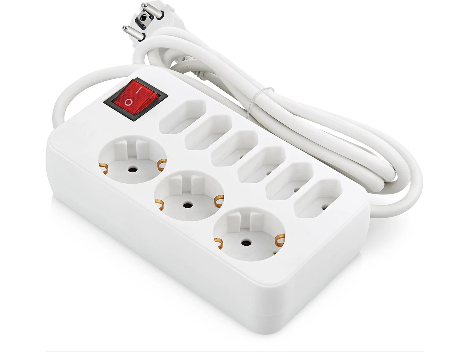 Extension lead 9-way with switch, 2m Skjøtekabel & forgrener