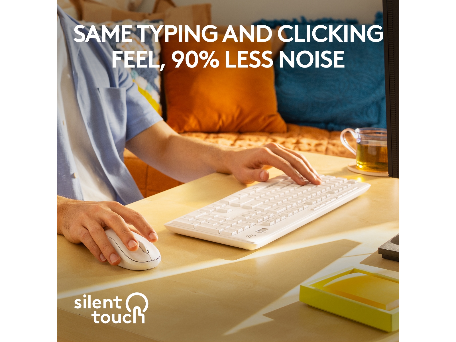 Logitech MK295 Silent Wireless Combo tastatur og mus (hvit) Mus & tastatur -kombipakker