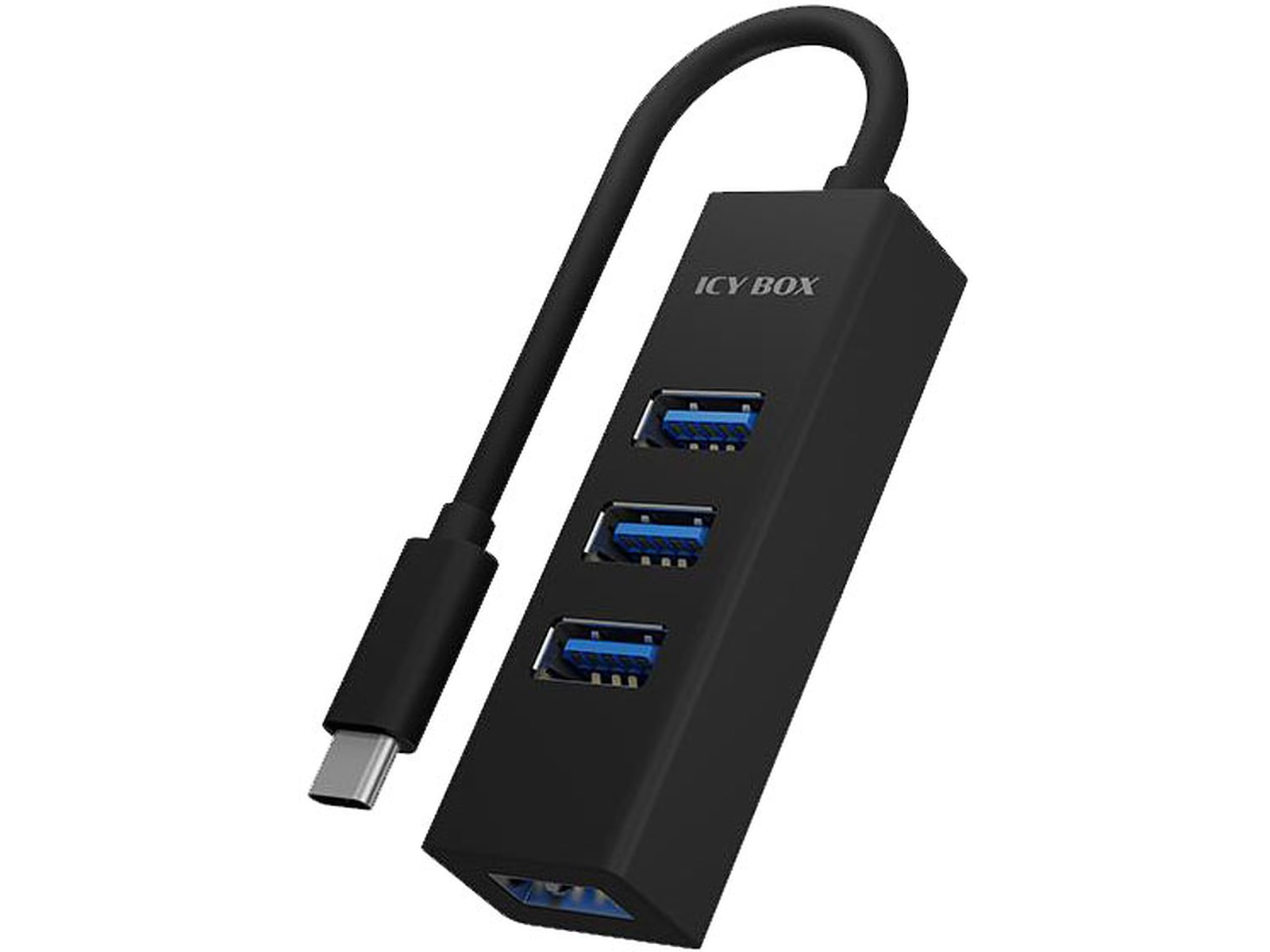 ICY BOX Type-C® til 4-ports USB 3.0 Type-A Hub, aluminiumsdeksel Dockingstasjon & USB-HUB