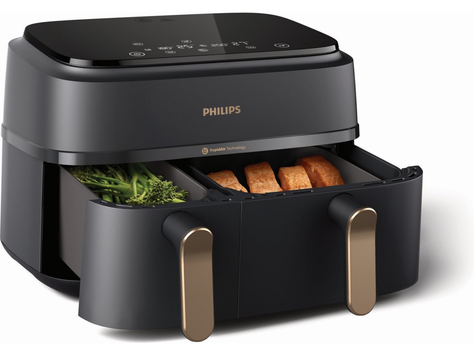 Philips Dual Basket Airfryer 9L NA352/00 (grå/copper) Airfryer