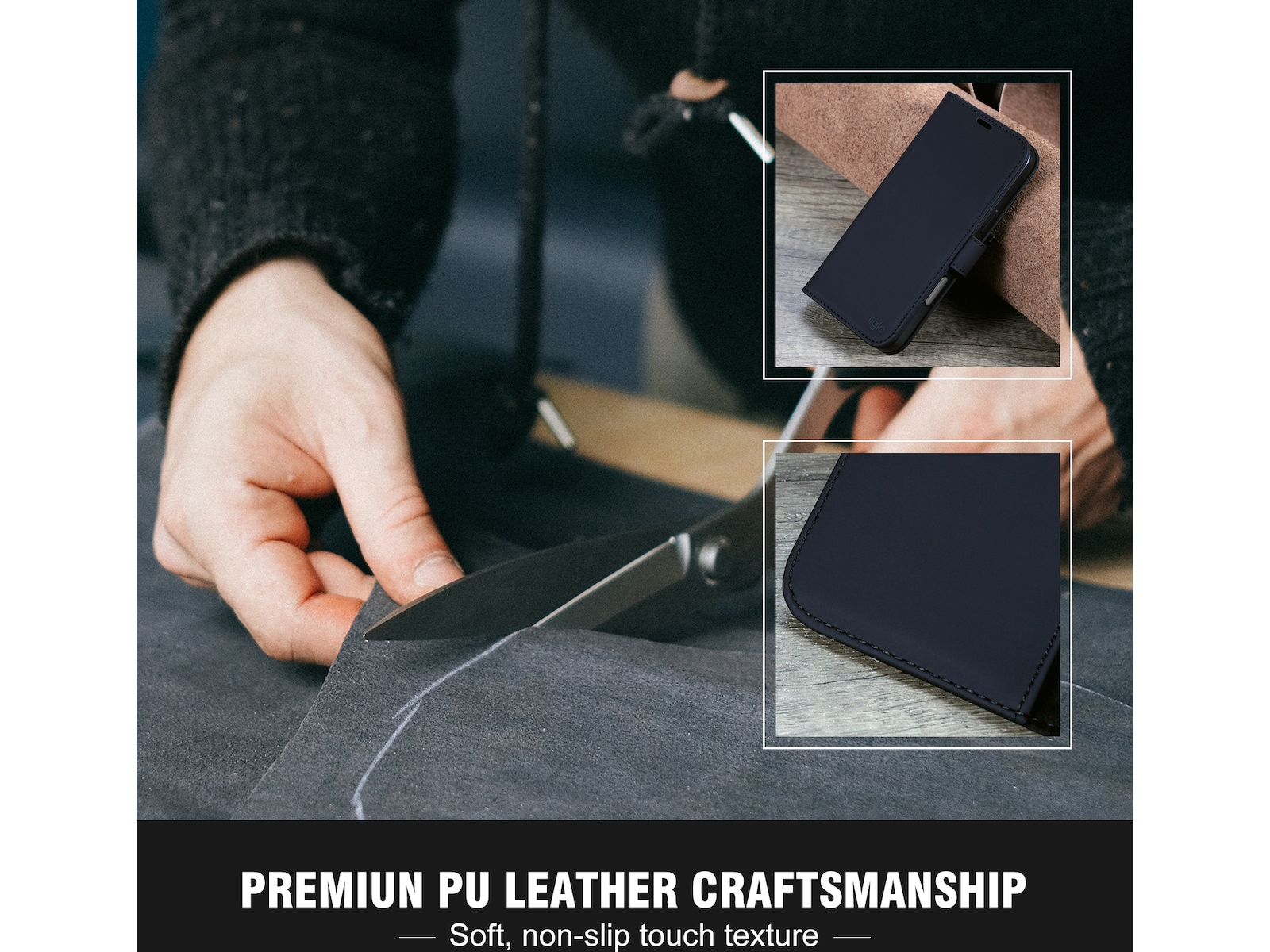 iiglo iPhone 16 Pro Max Lommebokdeksel (sort) Deksel til mobiltelefon