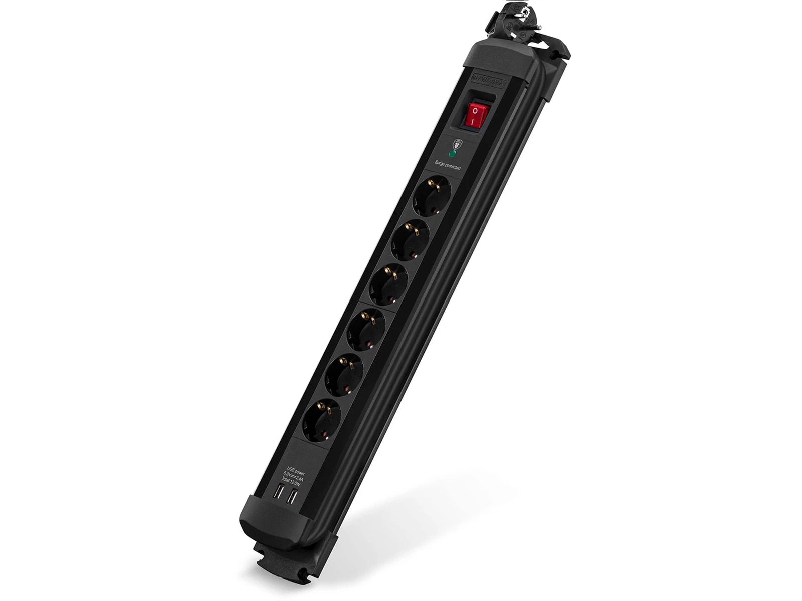 Andersson Strømforgrener 6x uttak og  2x USB 1,5m (sort) Skjøtekabel & forgrener