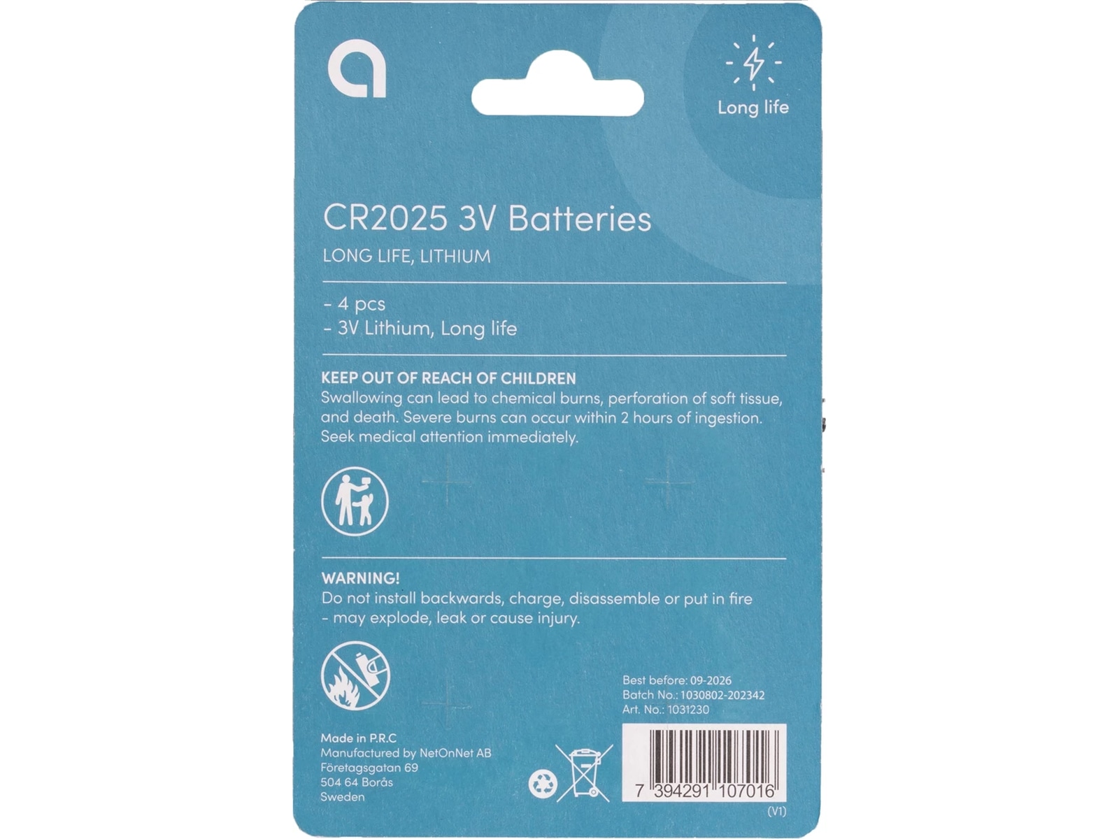 4-pk knappcellebatterier Batterier til generell bruk