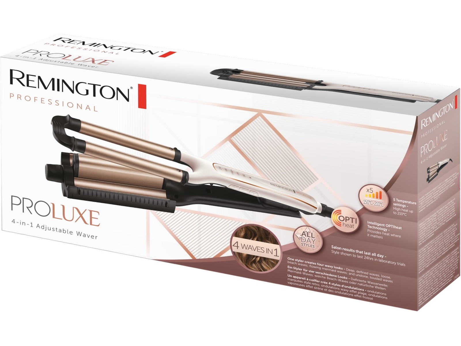 Remington PROluxe 4-in-1 Justerbar bølgetang Hårpleie & styling