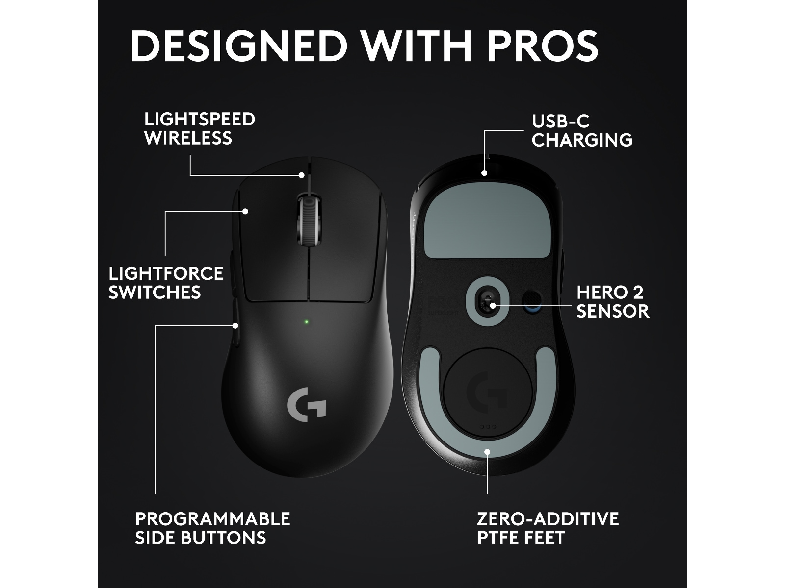 Logitech G Pro X Superlight 2 DEX trådløs gamingmus (sort) Gamingmus