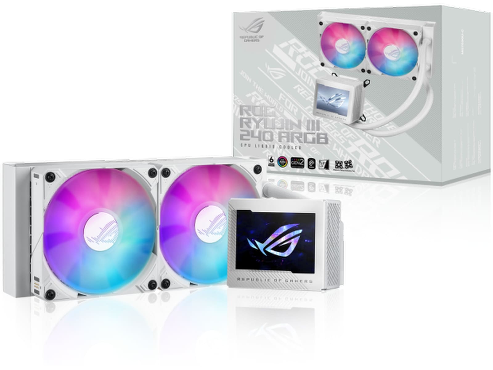 Asus ROG Ryujin III 240 ARGB Kjøler (hvit) CPU - Vannkjøling