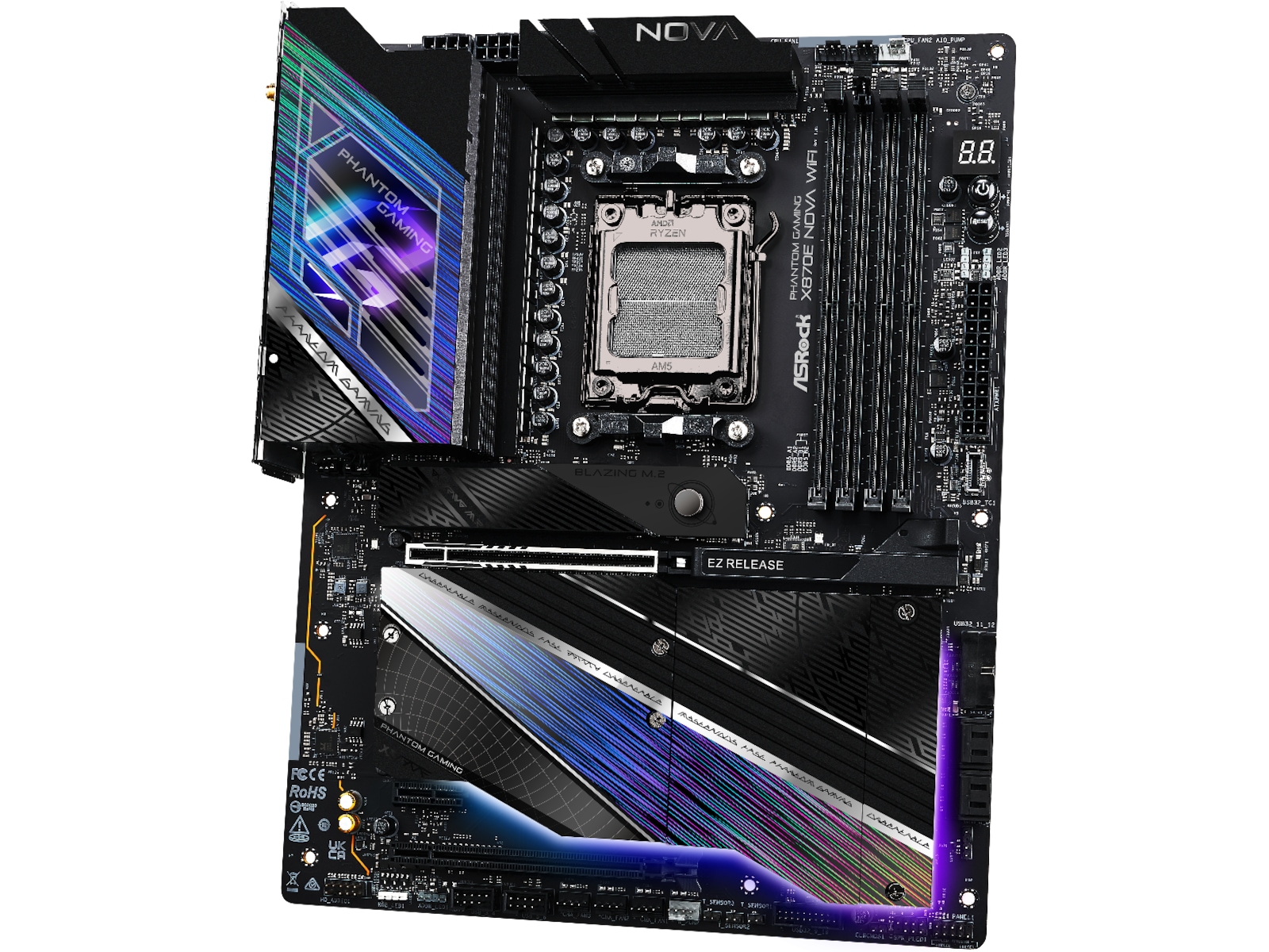 ASRock X870E Phantom Gaming Nova WiFi Hovedkort AMD Socket
