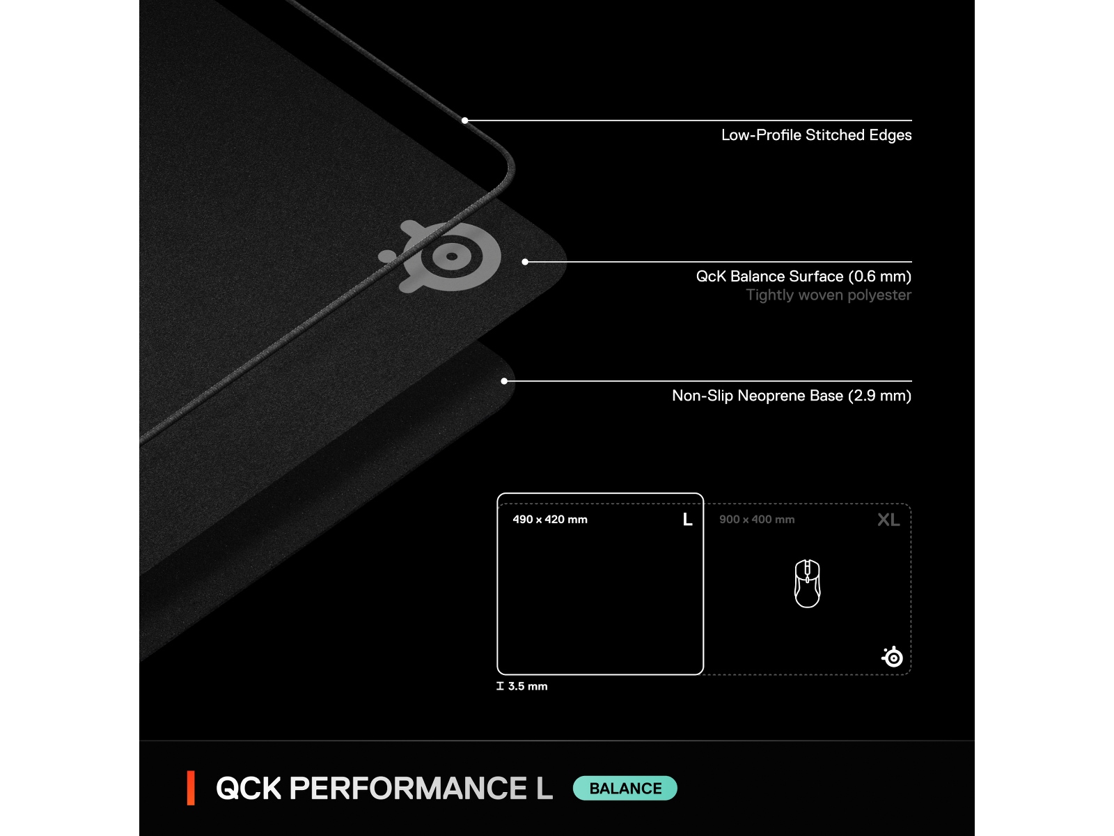 SteelSeries QcK Performance L Balance gamingmusematte Gamingmusematte