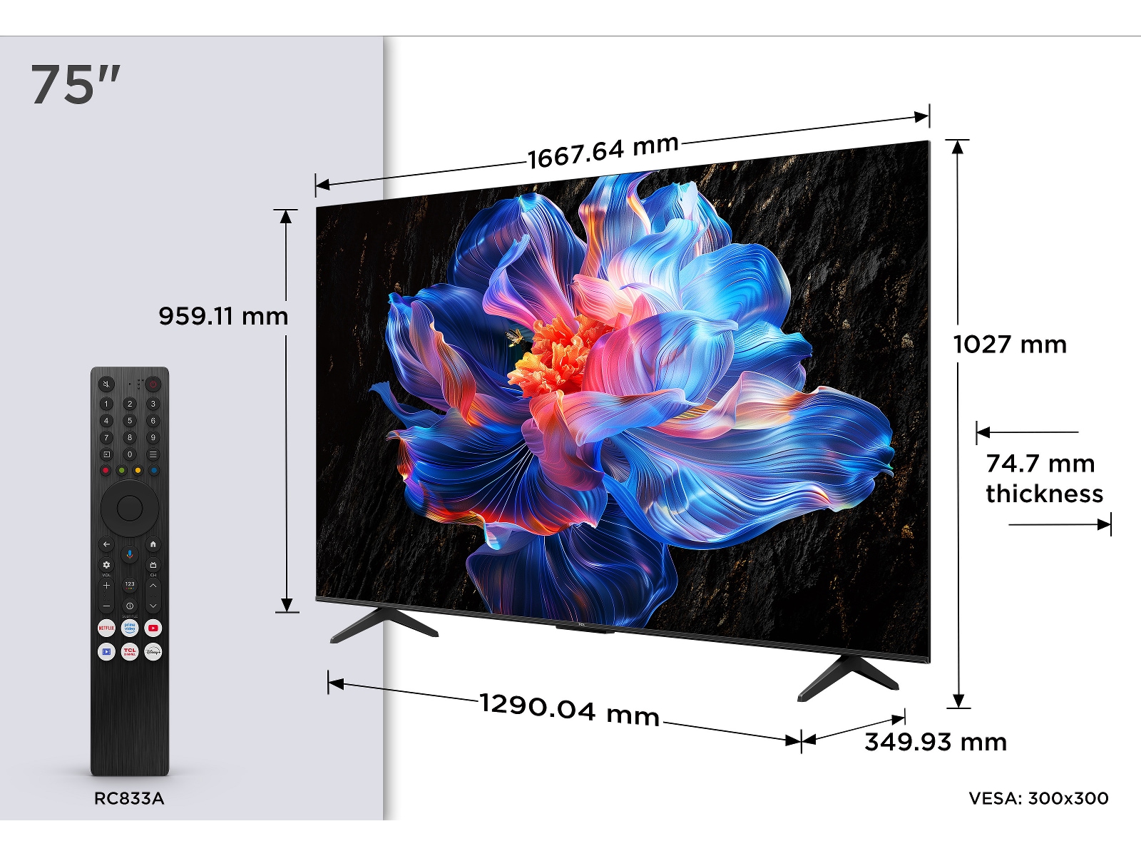 TCL 75" V6C 4K Google TV 70 - 79 tommer TV