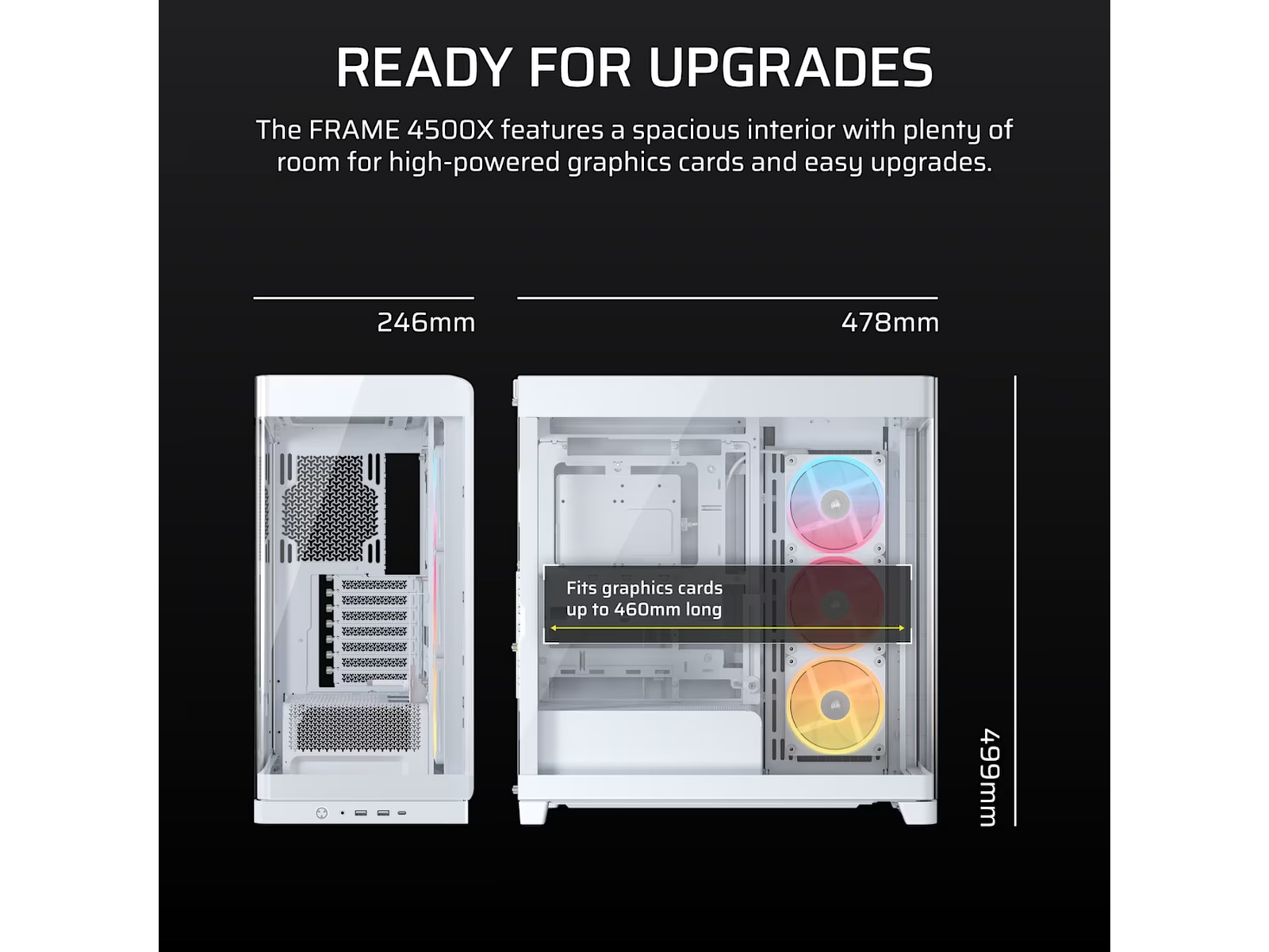 Corsair FRAME 4500X LX-R RGB Mid Tower (hvit) Midi tower