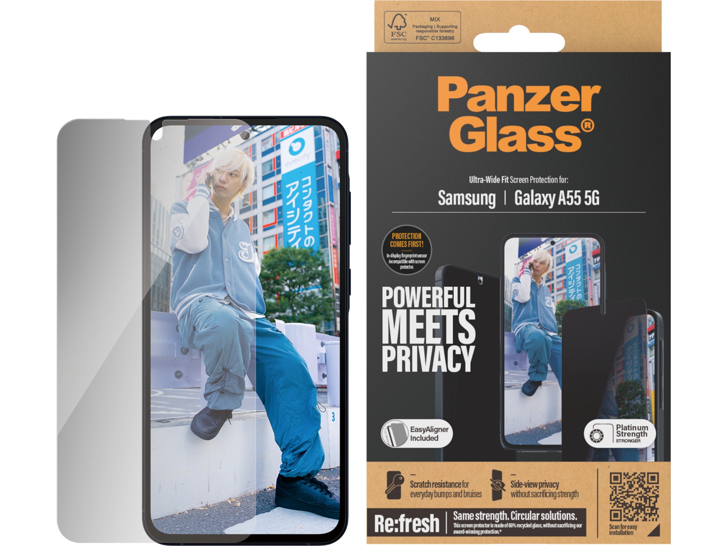 PanzerGlass Galaxy A55 5G Privacy skjermbeskytter Skjermbeskyttelse