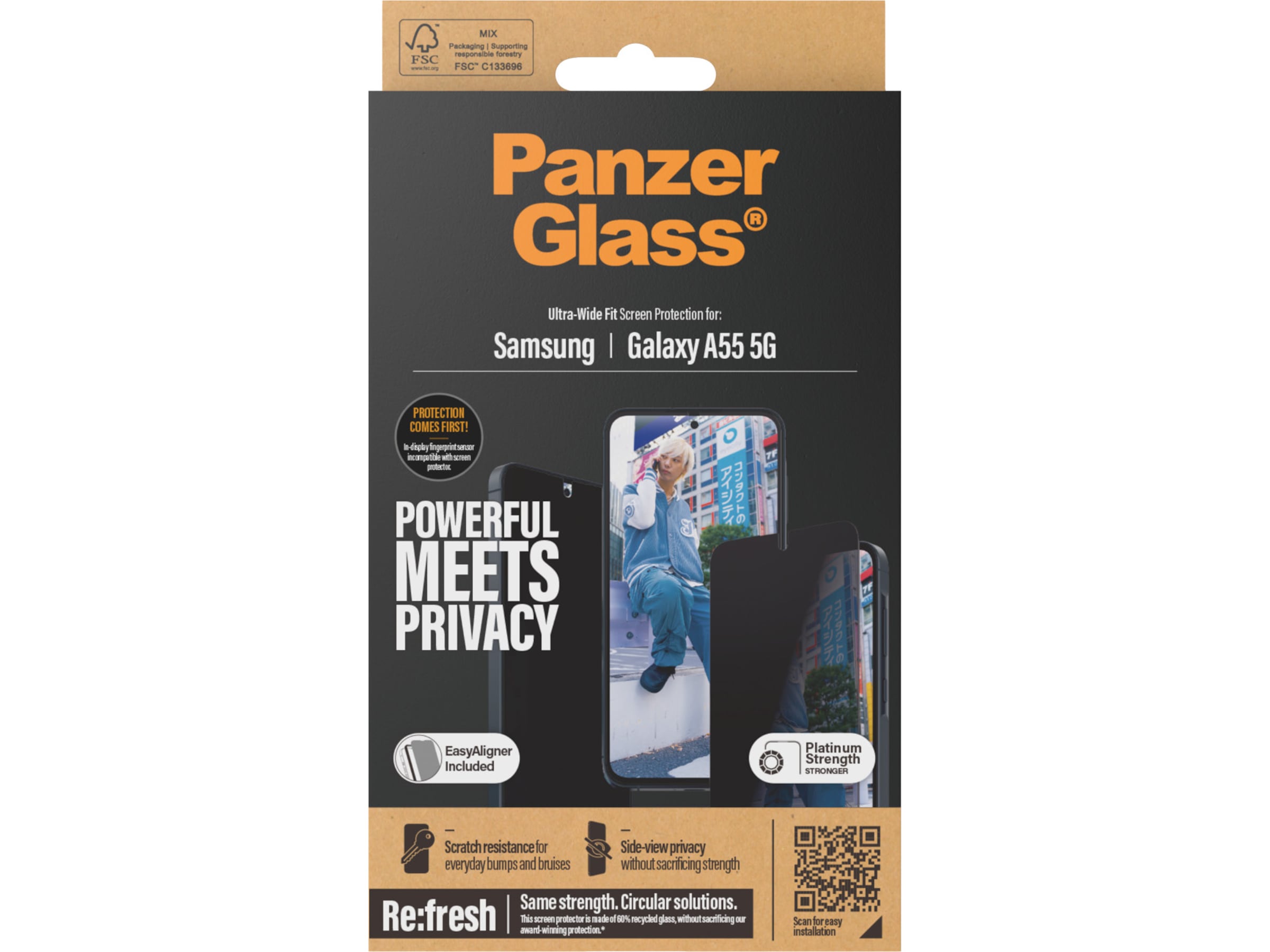 PanzerGlass Galaxy A55 5G Privacy skjermbeskytter Skjermbeskyttelse