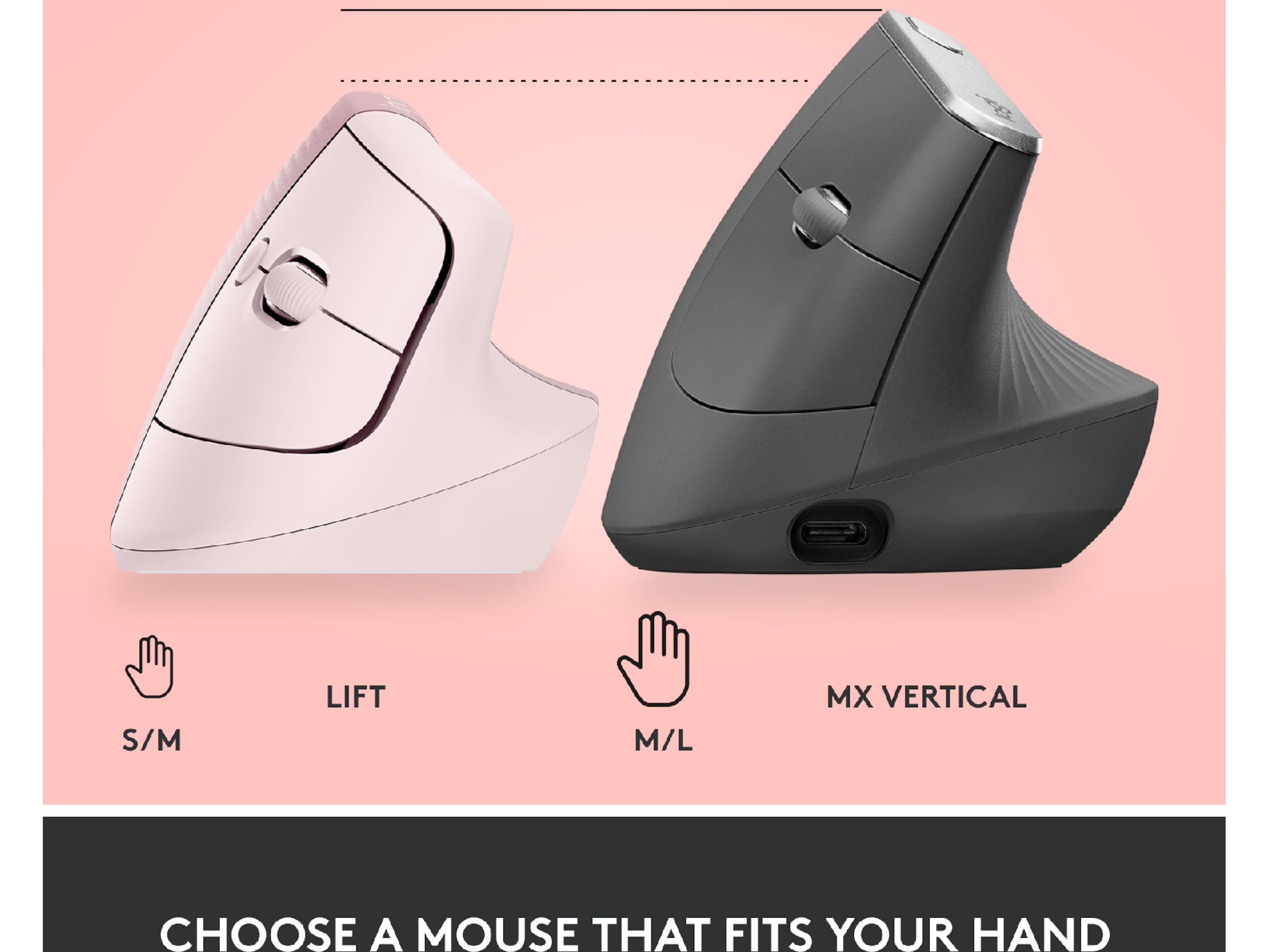 Logitech Lift Vertikal mus (dark rose) Mus