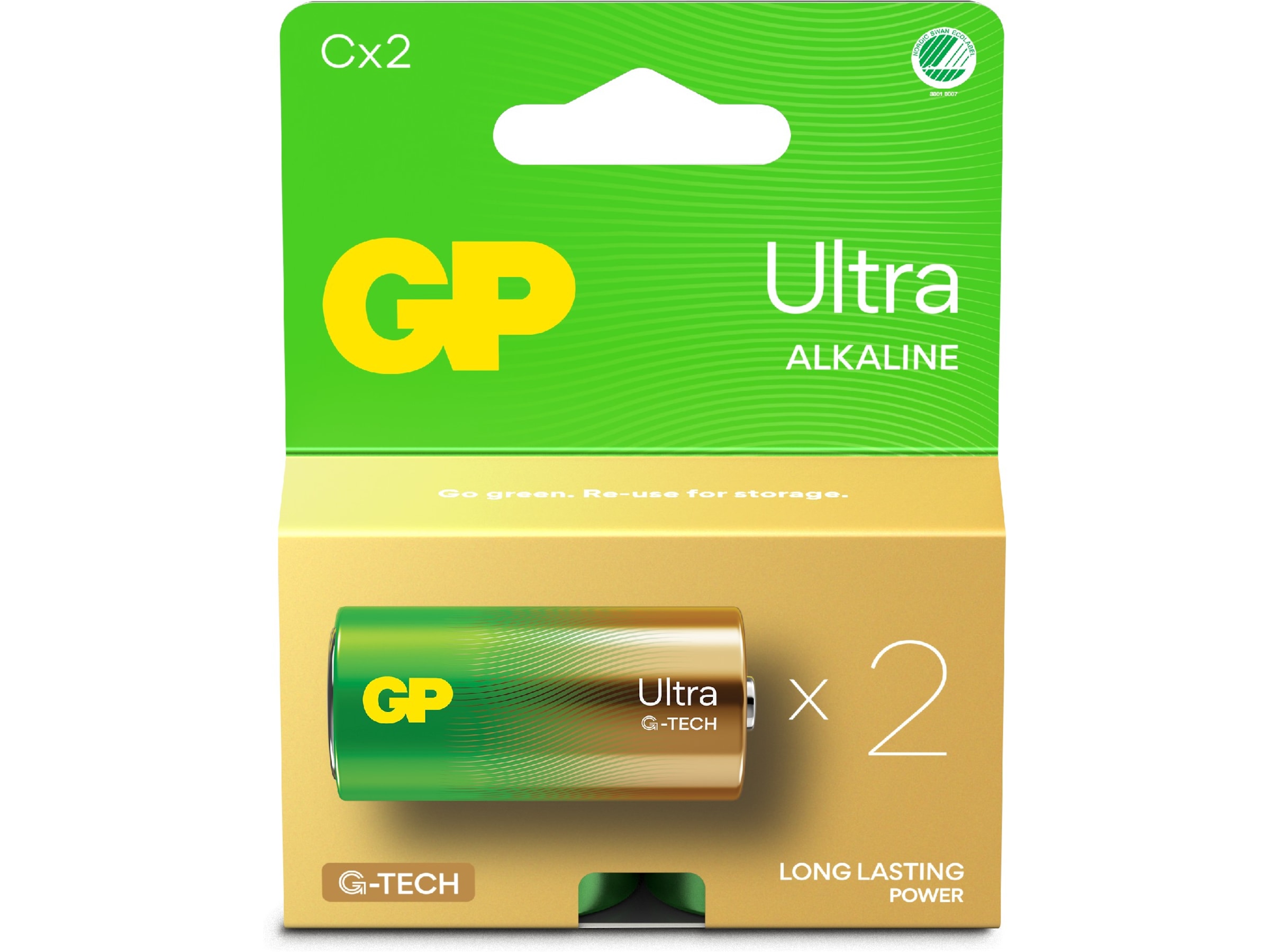 GP Ultra Alkaline C/LR14 batteri, 2-pk Batterier til generell bruk