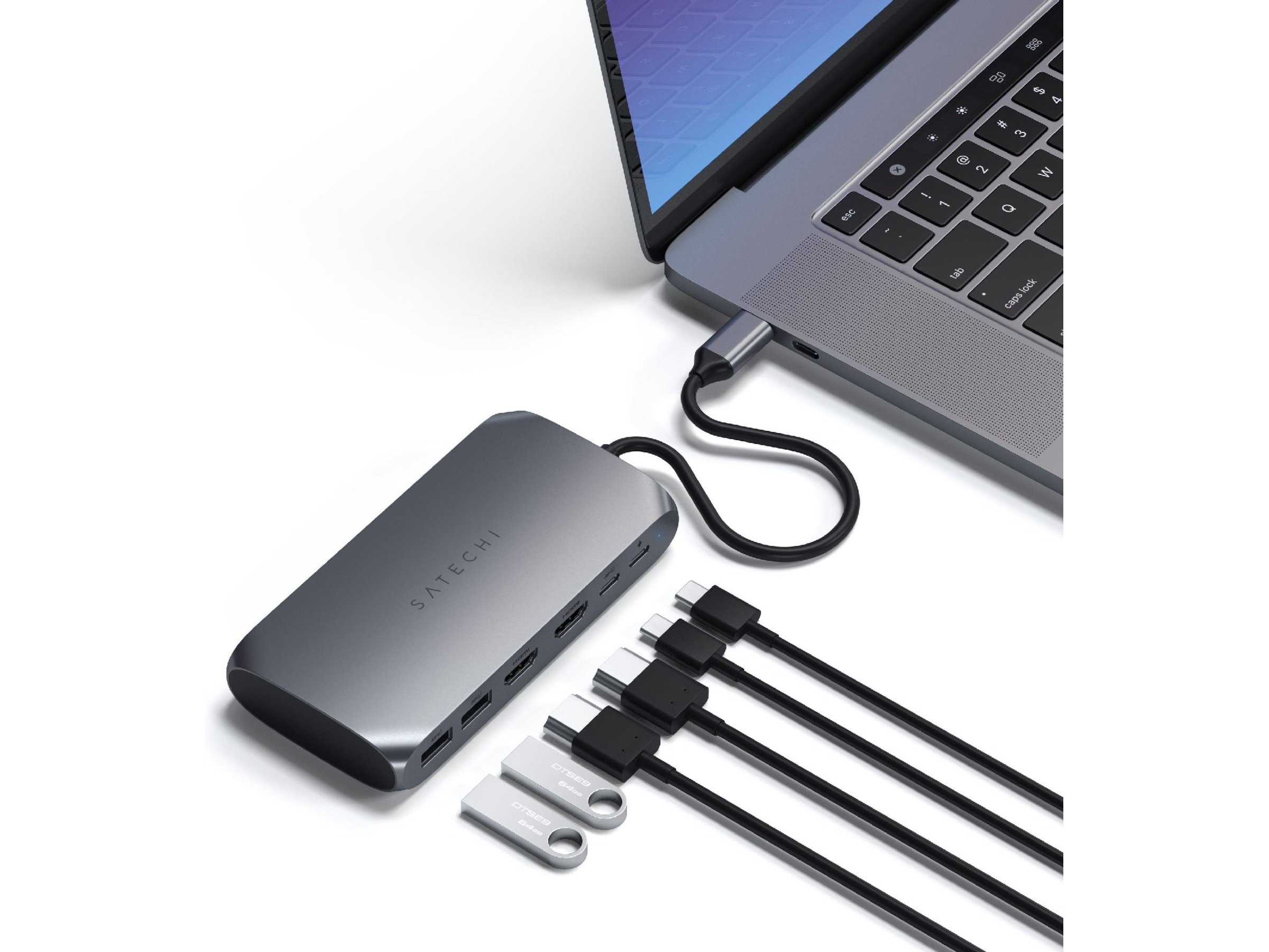 Satechi USB-C M1 Multimedia Adapter (grå) Dockingstasjon & USB-HUB
