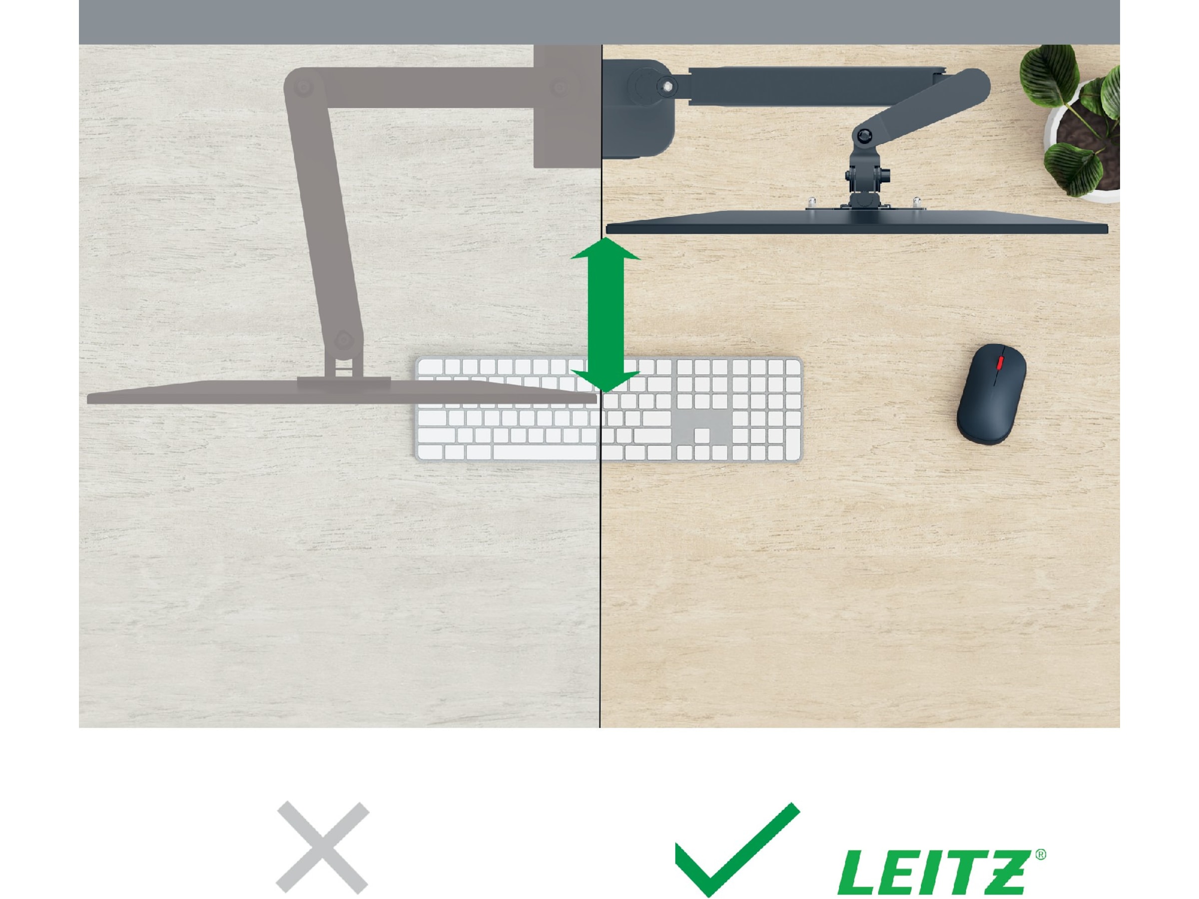 Leitz Ergo Skjermarm og laptopholder, plassbesparende Bord og veggfeste