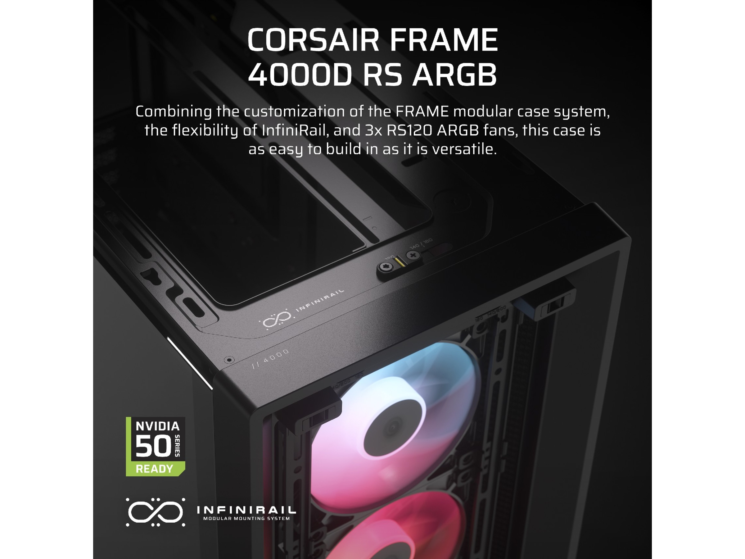 Corsair FRAME 4000D ARGB Mid-Tower (sort) Midi tower
