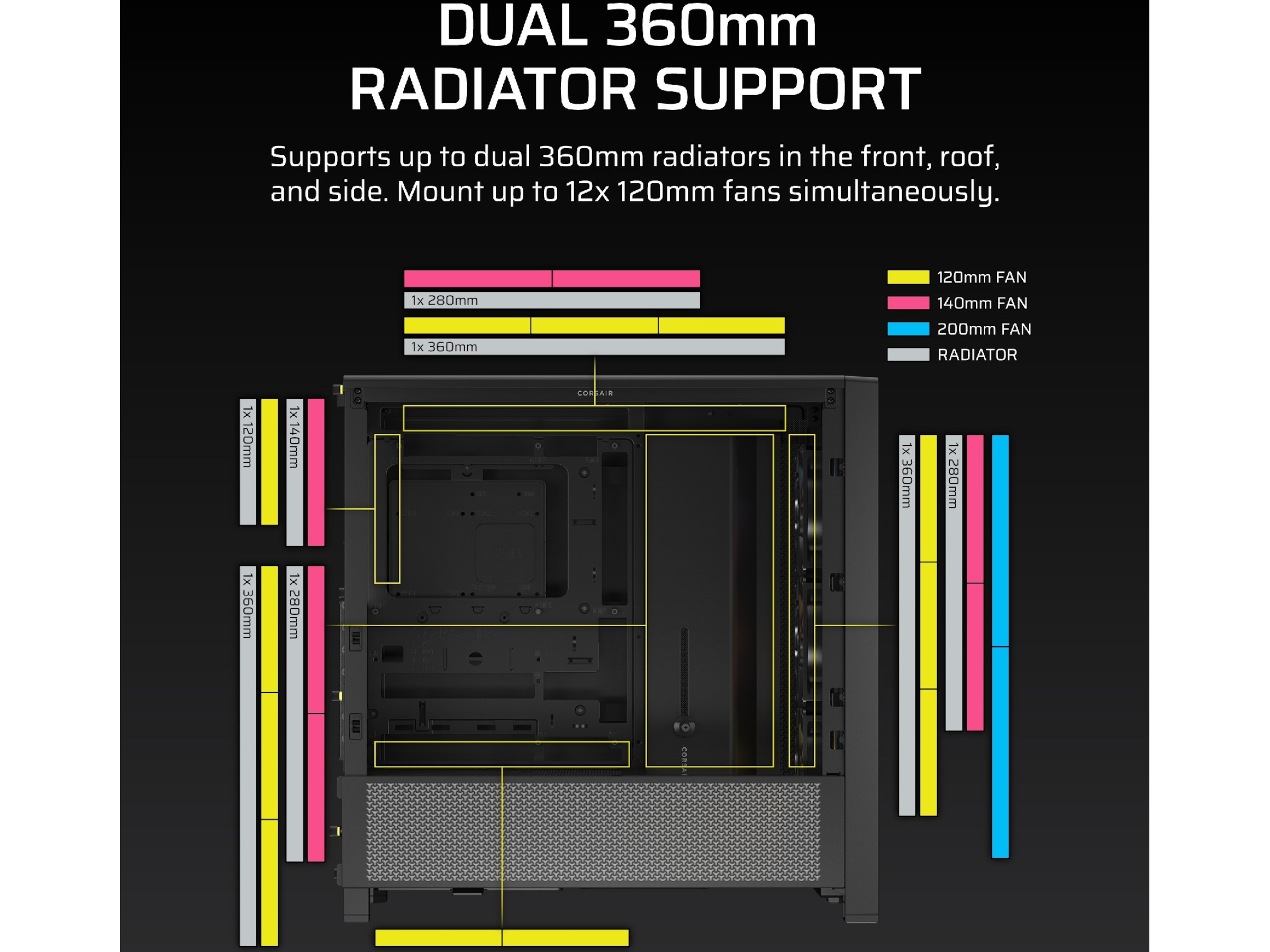 Corsair FRAME 4000D ARGB Mid-Tower (sort) Midi tower