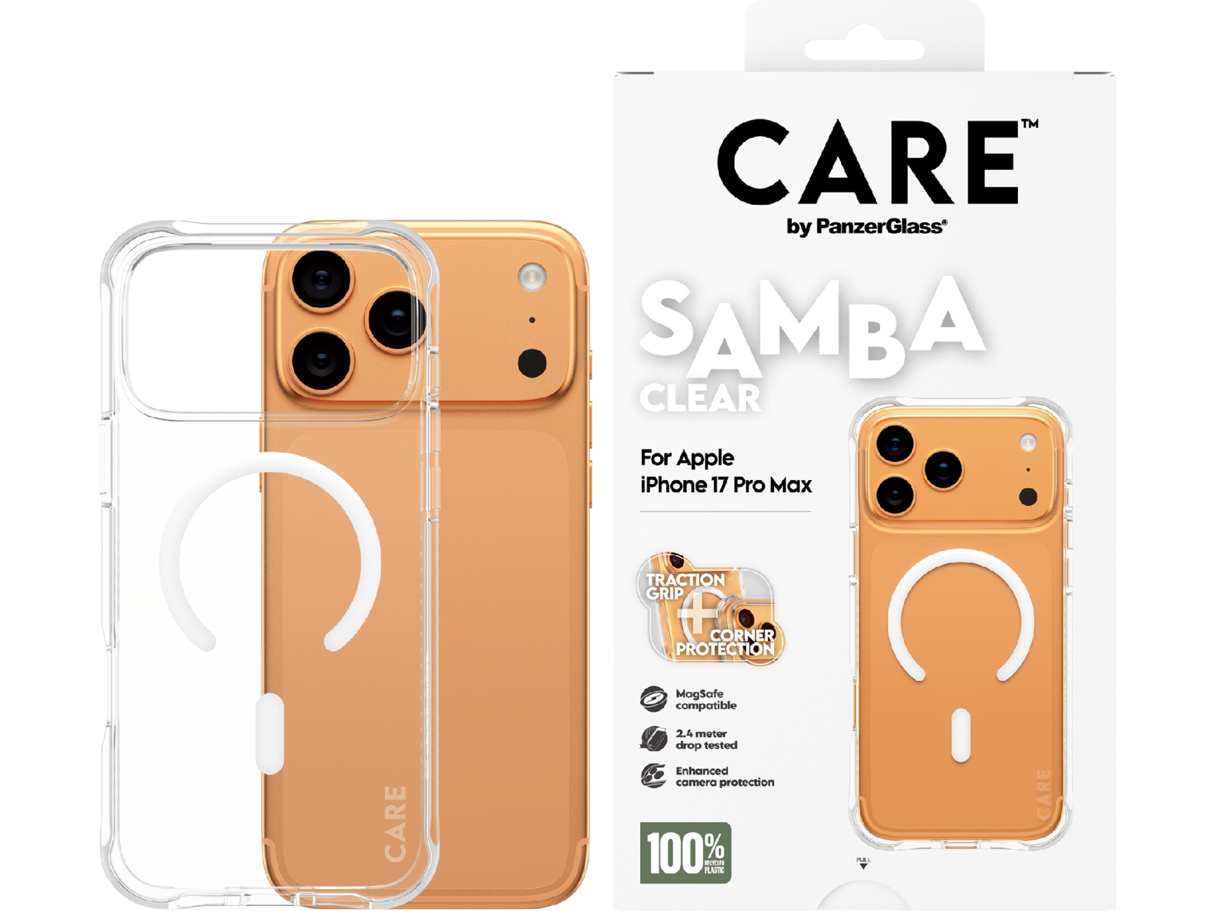 PanzerGlass CARE iPhone 17 Pro Max Samba Hardcase deksel (gjennomsiktig/hvit) Deksel til mobiltelefon