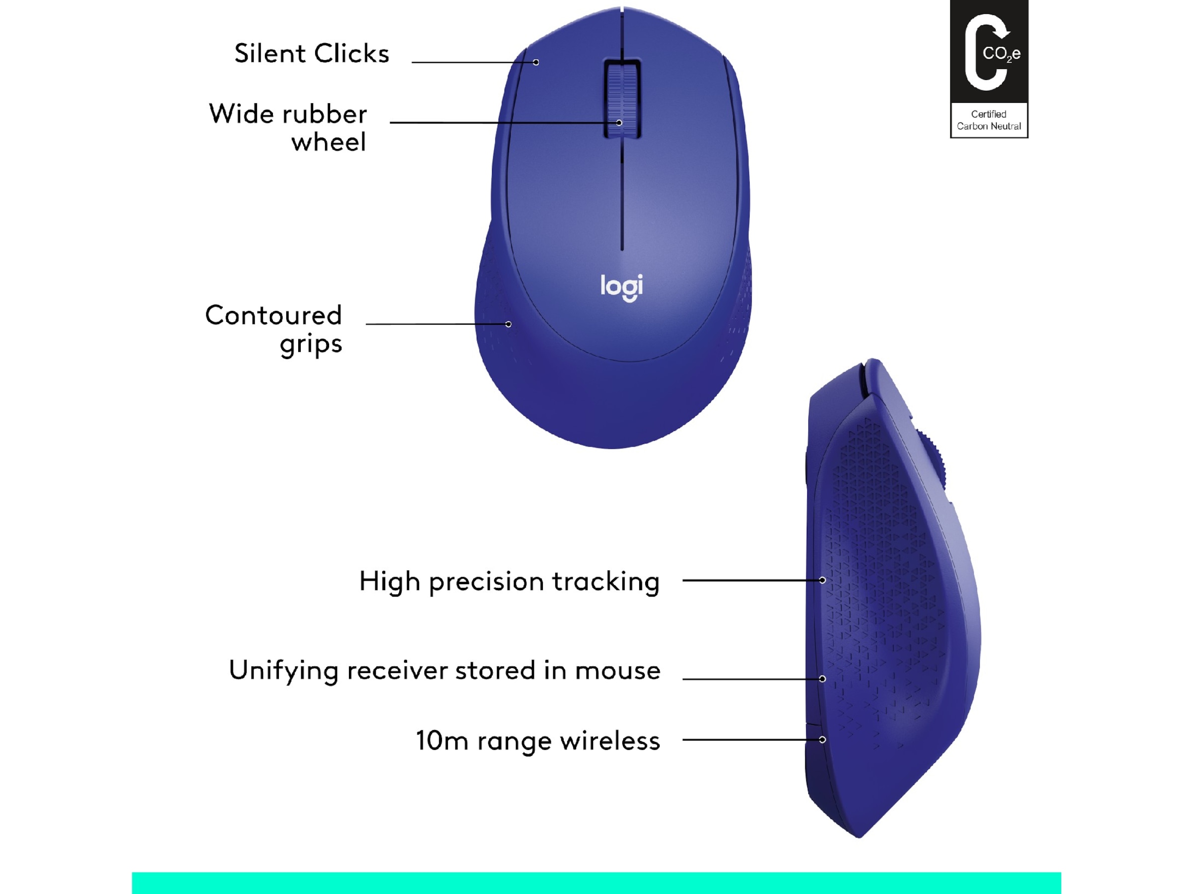 Logitech M330 Silent Plus Trådløs Blå Mus