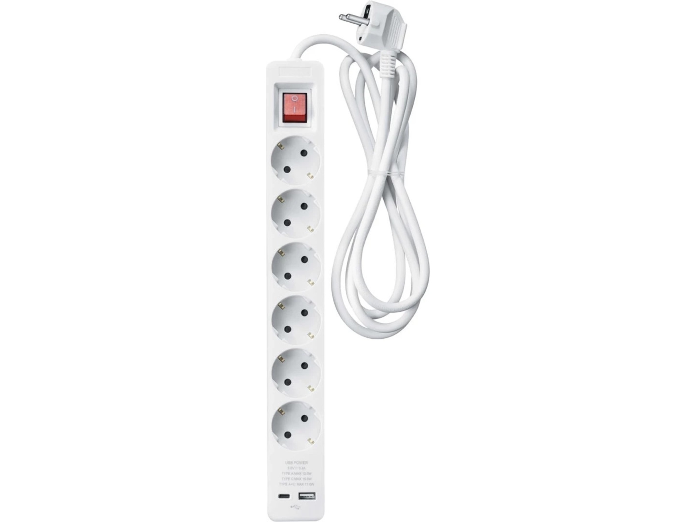 Andersson PWS-C2000 6-veis strømforgrener 3m Skjøtekabel & forgrener