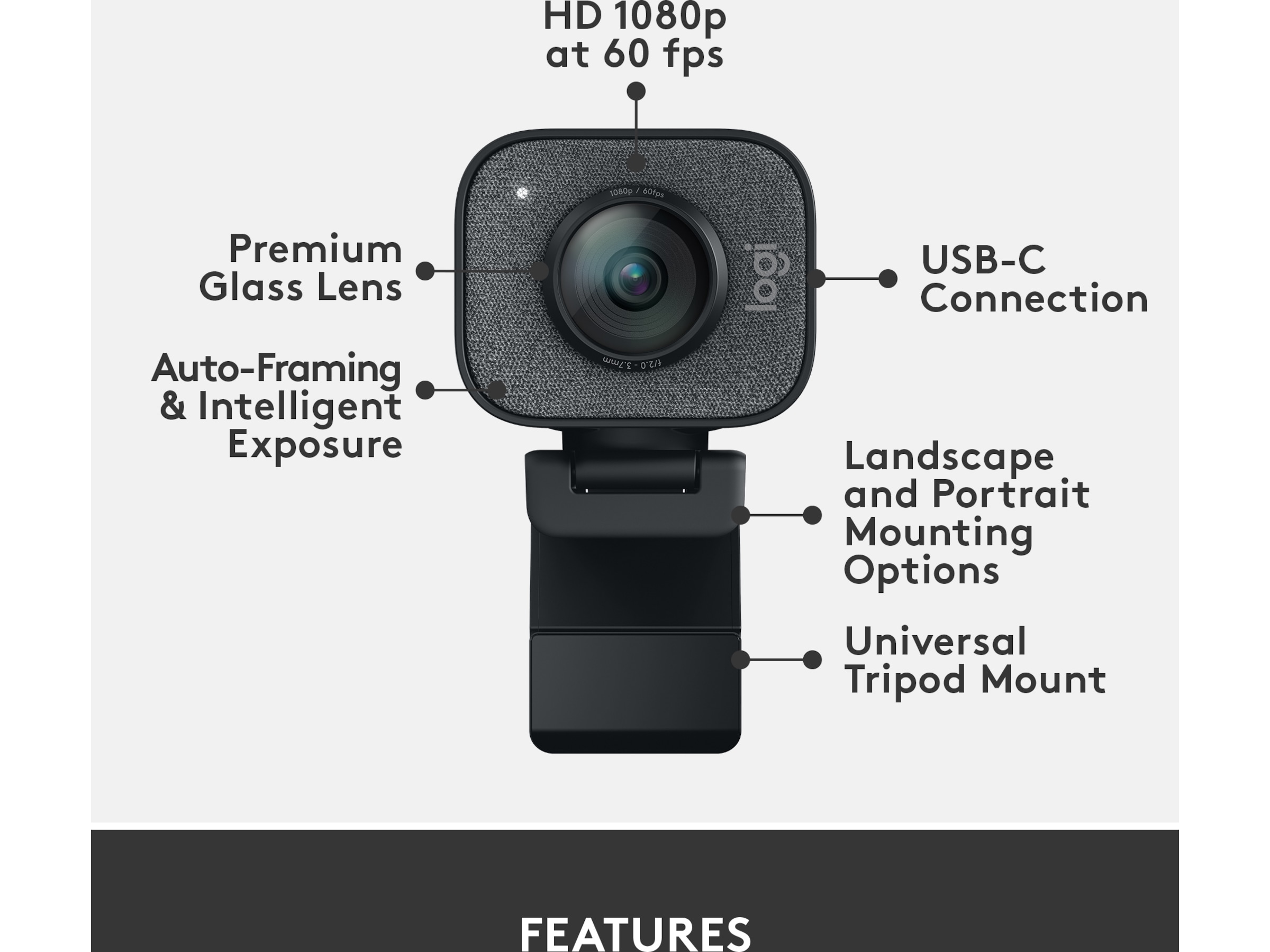 Logitech StreamCam Graphite Webkamera