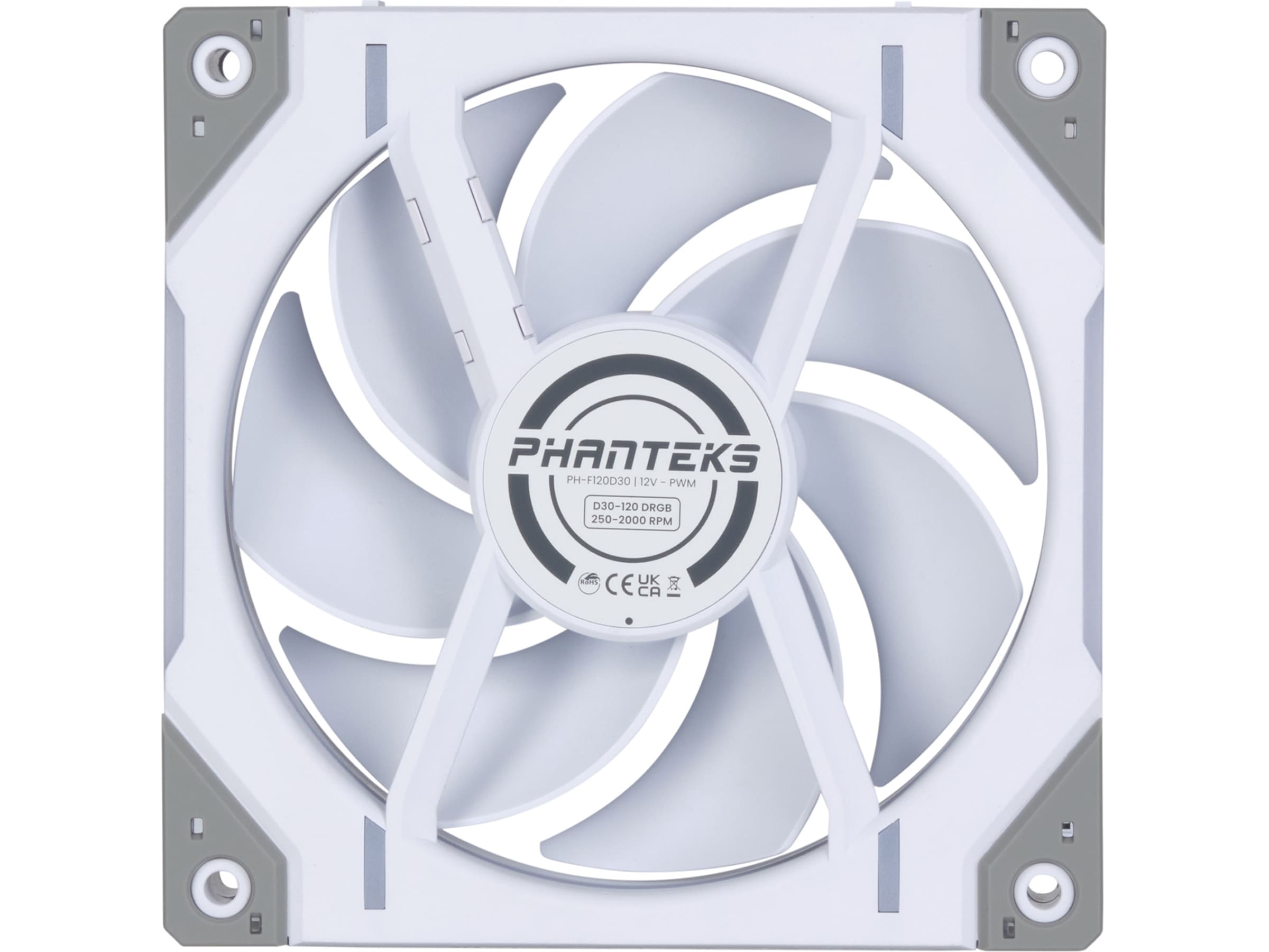 Phanteks D30 120mm PWM DRGB Vifte (hvit) Vifter
