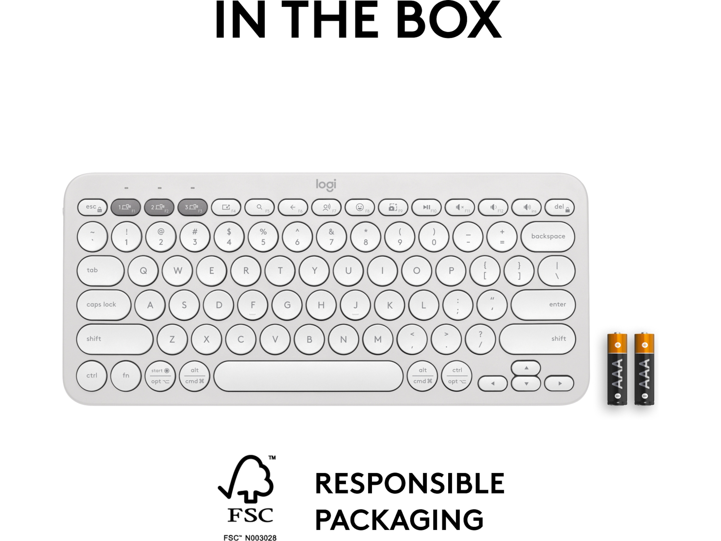 Pebble Keys 2 K380s (hvit) Tastatur