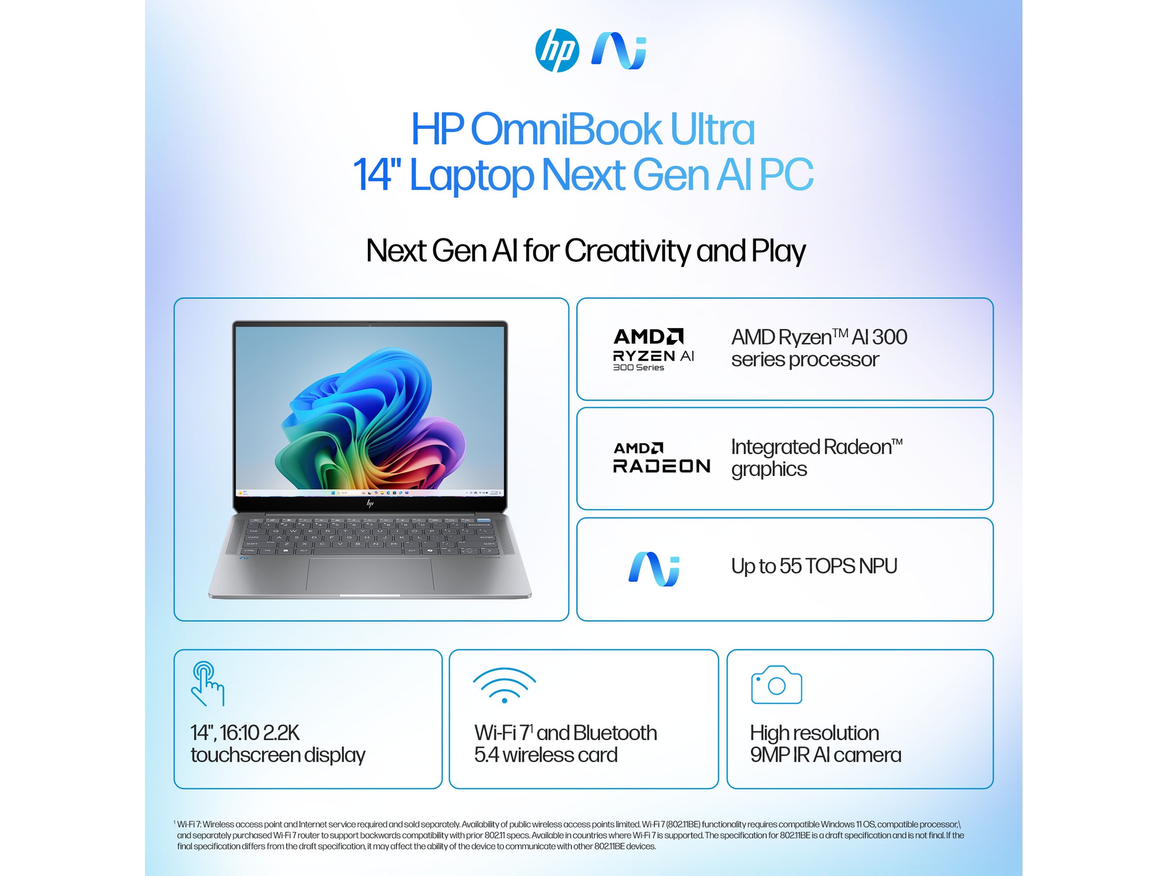 HP OmniBook Ultra Laptop 14-fd0031no 14" 2.2K Touch PC - Bærbar / laptop