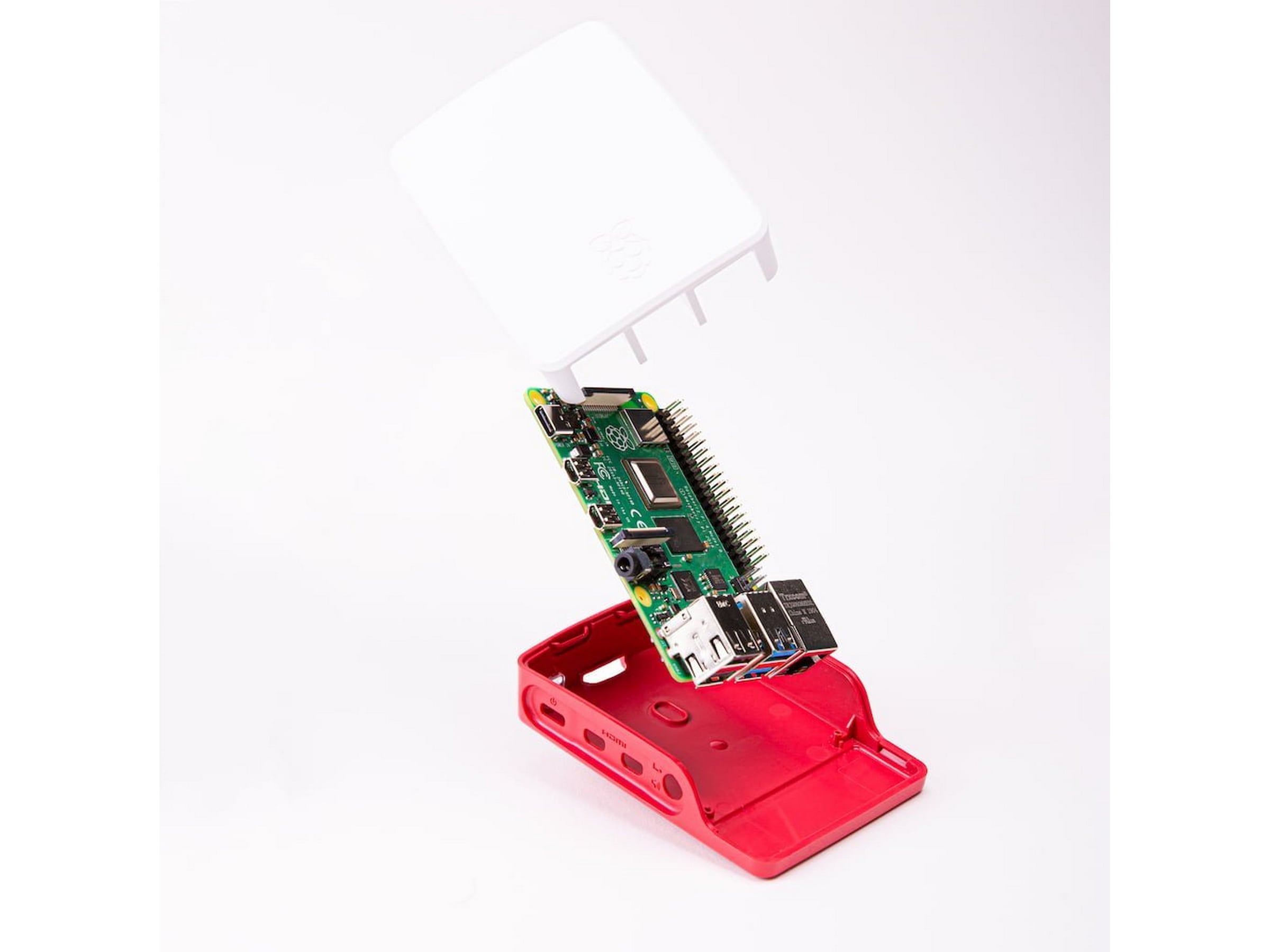 Raspberry Pi 4 B offisiell case (rød/hvit) Tilbehør