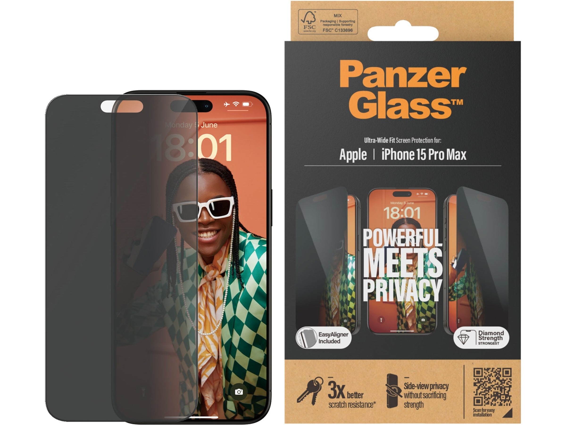 Panzerglass iPhone 15 Pro Max Privacy Skjermbeskytter Skjermbeskyttelse