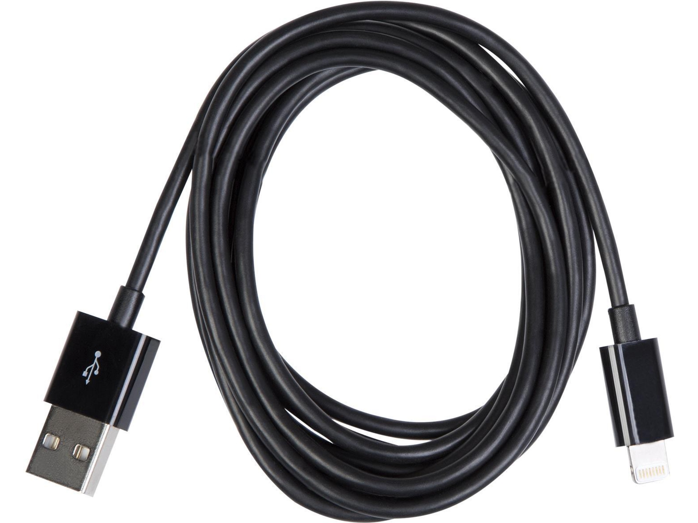 USB A 2.0 male to Lightning male kabel sort 2m USB-kabler