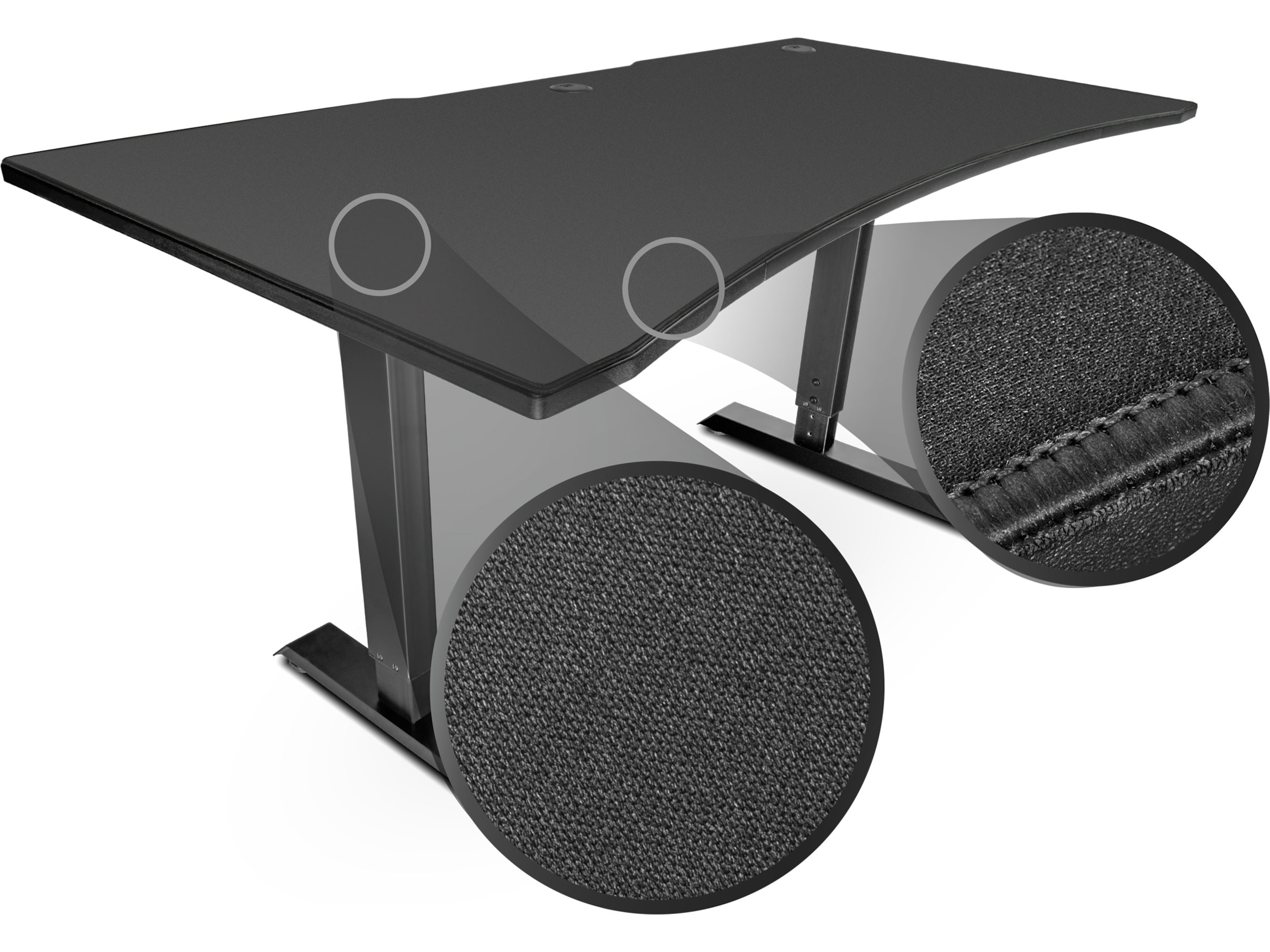 Svive Altair Gaming Desk matt sort med sorte sømmer Gaming desk