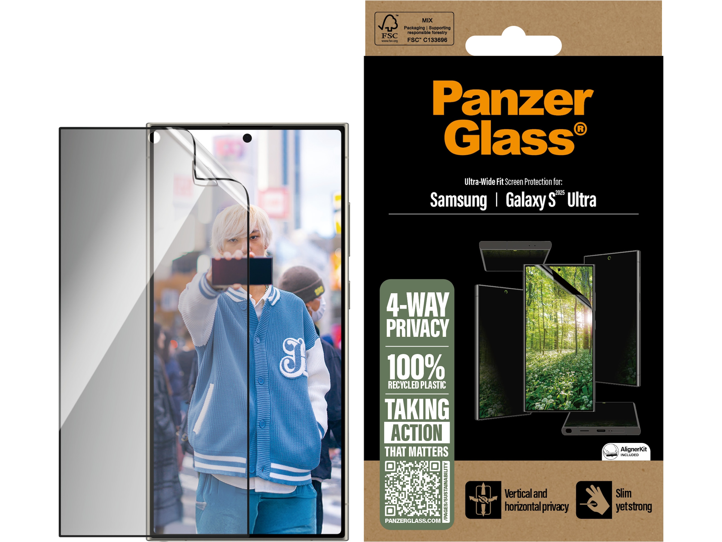 PanzerGlass Galaxy S25 Ultra ECO MATRIX 4-way Privacy Skjermbeskytter Skjermbeskyttelse