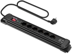 Andersson Strømforgrener 6x uttak og  2x USB 1,5m (sort) Skjøtekabel & forgrener