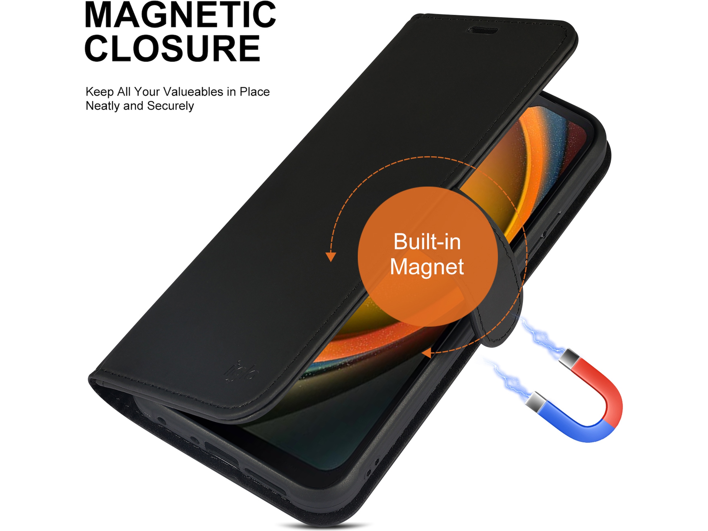 iiglo Samsung XCover 7 Lommebokdeksel (sort) Deksel til mobiltelefon