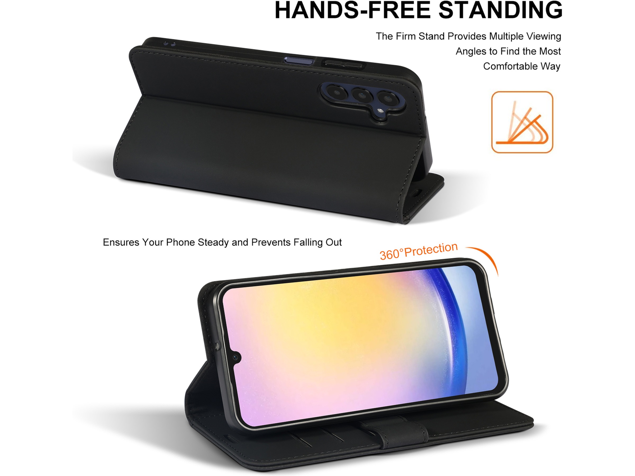 iiglo Samsung Galaxy A25 Lommebokdeksel (sort) Deksel til mobiltelefon