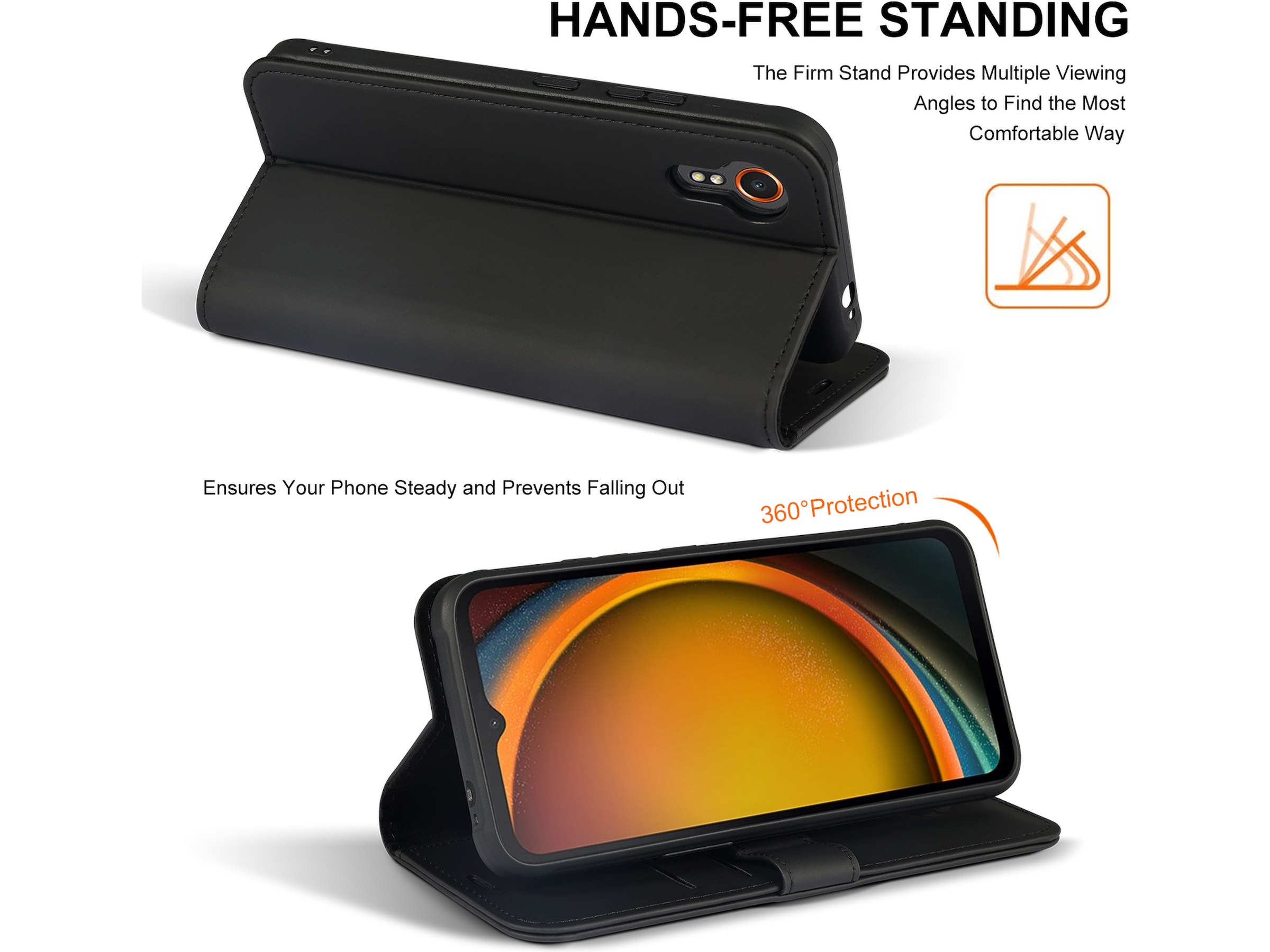 iiglo Samsung XCover 7 Lommebokdeksel (sort) Deksel til mobiltelefon