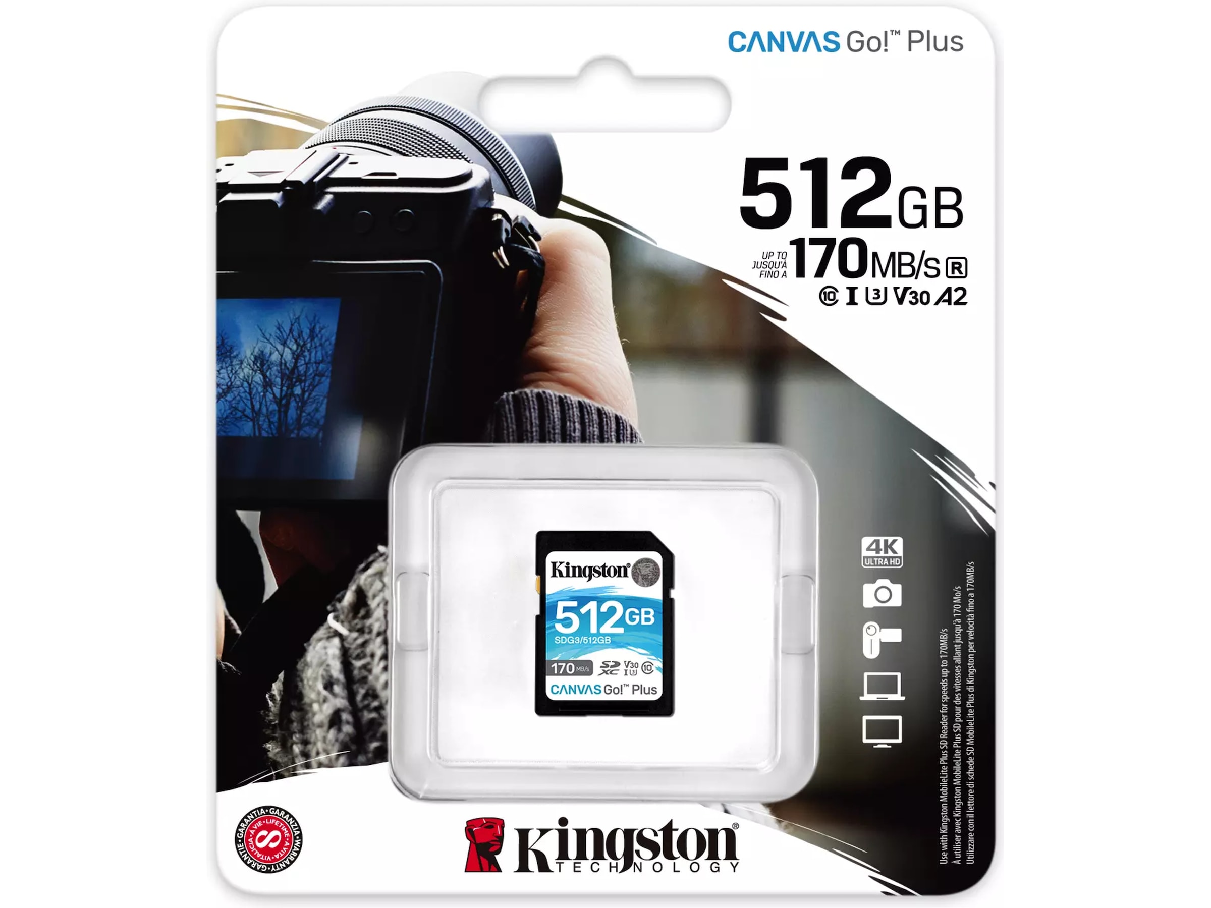Kingston Canvas Go Plus SDXC 512GB Minnekort til foto & video