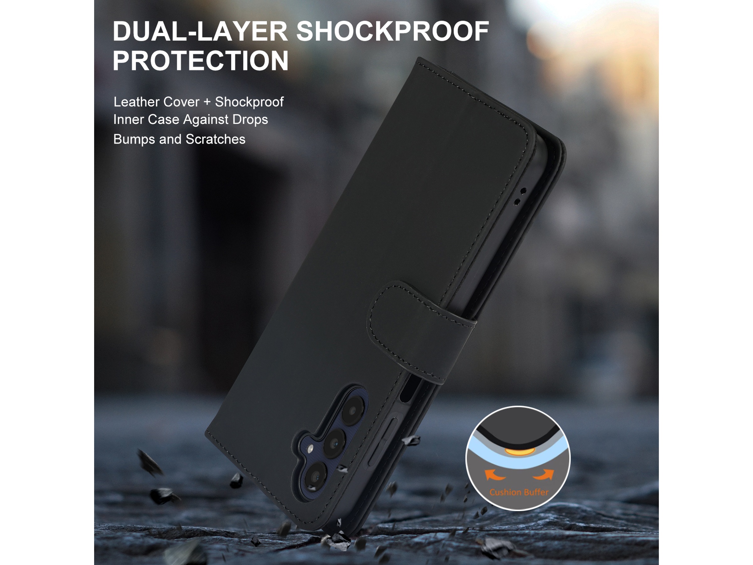 iiglo Samsung Galaxy A25 Lommebokdeksel (sort) Deksel til mobiltelefon