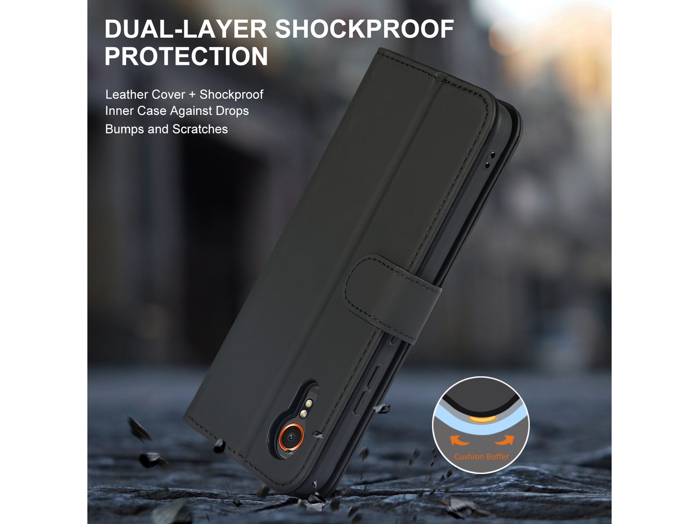 iiglo Samsung XCover 7 Lommebokdeksel (sort) Deksel til mobiltelefon