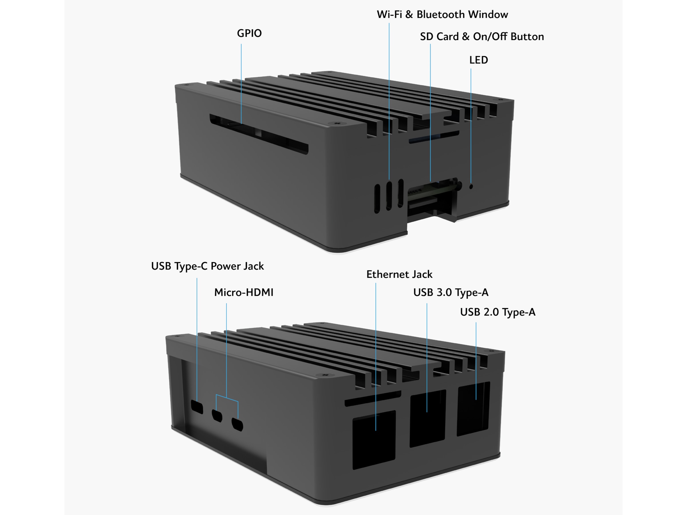 Akasa Pi-5 Pro Aluminium Case Tilbehør