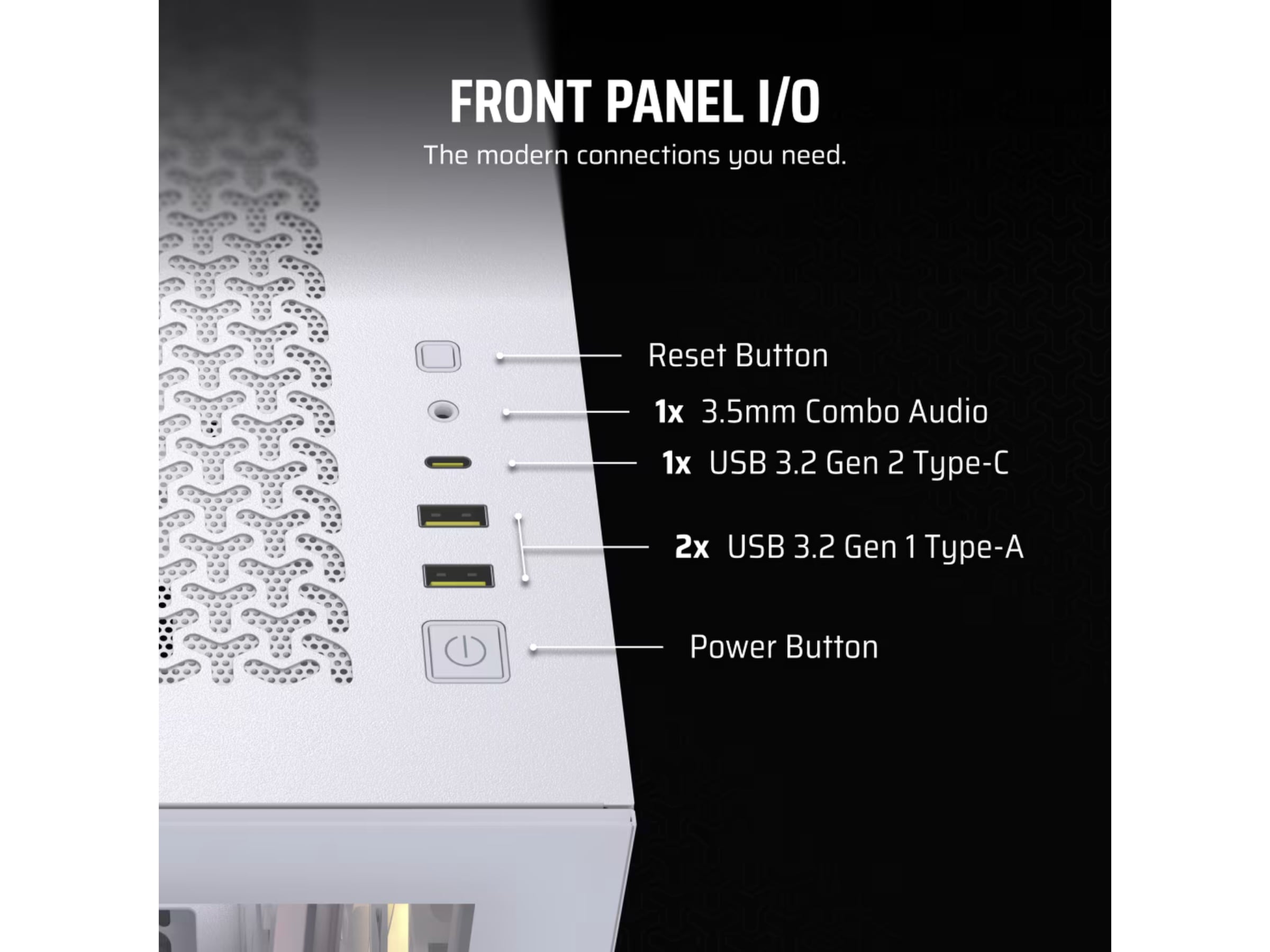 Corsair 3500X ARGB Tempered Glass Mid Tower (hvit) Midi tower