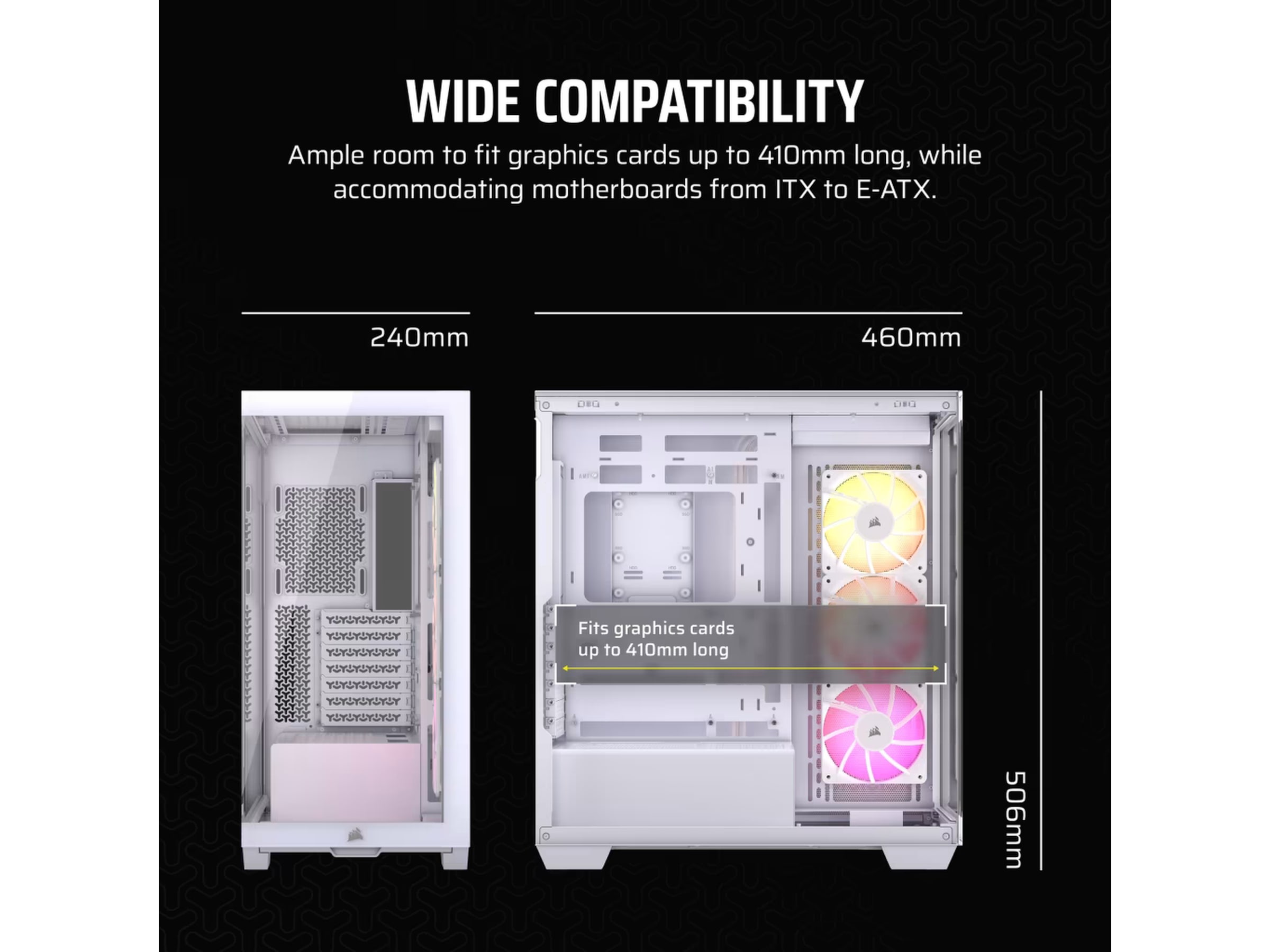 Corsair 3500X ARGB Tempered Glass Mid Tower (hvit) Midi tower