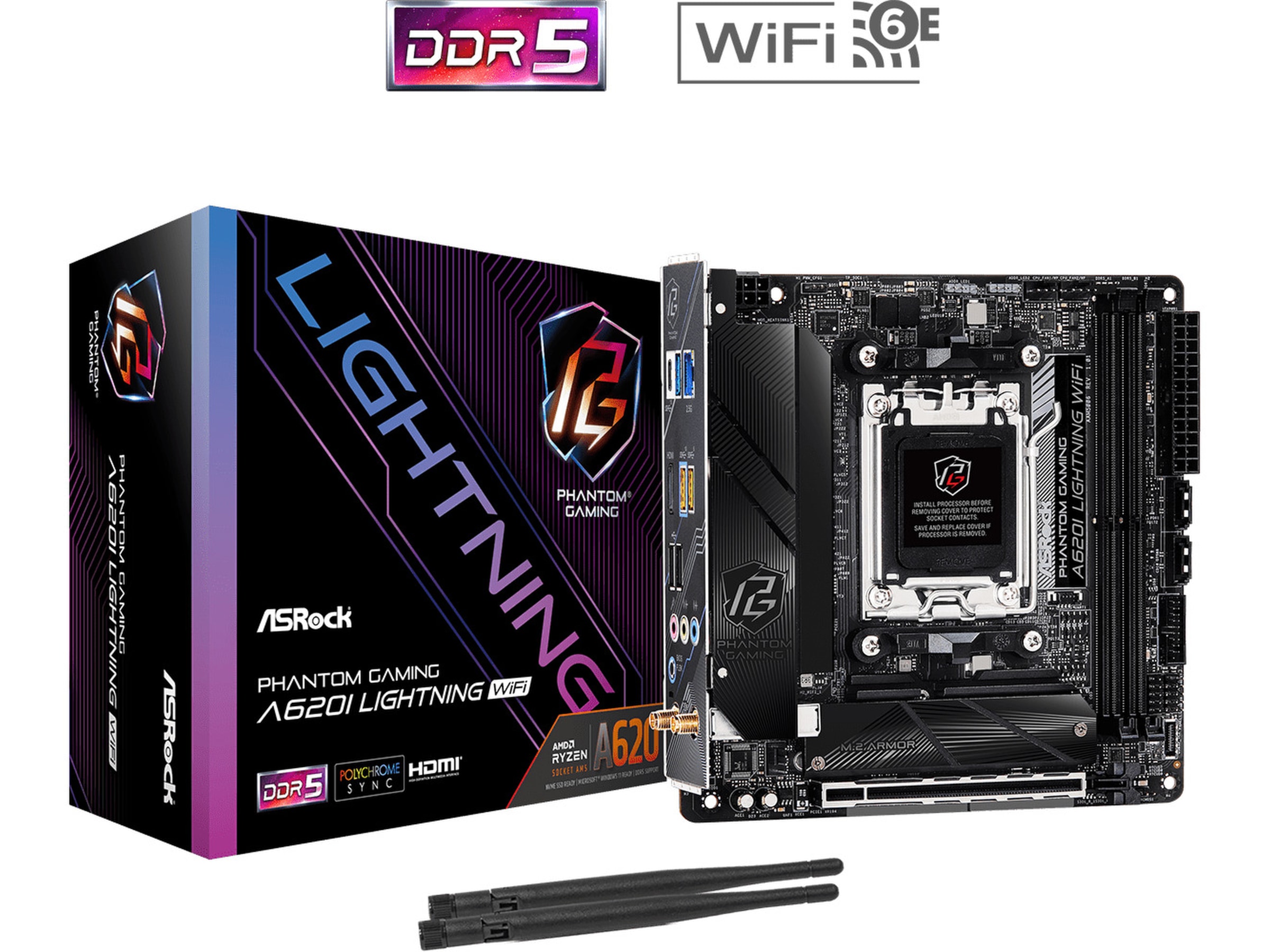 ASRock A620I Phantom Gaming Lightning WIFI Hovedkort AMD Socket